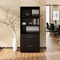 PRO Hängeregisterschrank | 5 OH, 800 x 1880 mm, verleimter Korpus, mit Regal, Schwarz
