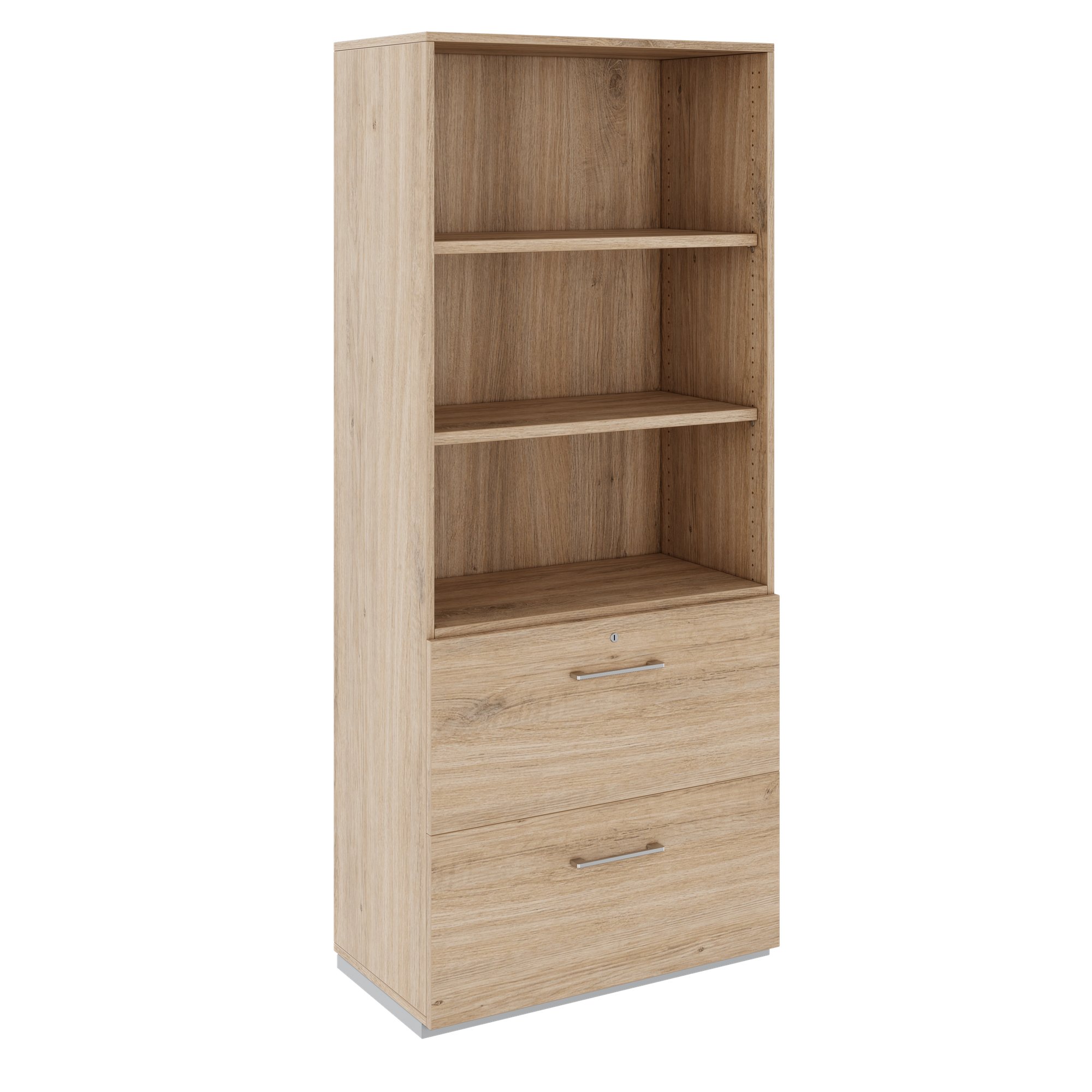 PRO Topping register cabinet | 5 Oh, 800 x 1880 mm, glued corpus, with shelf, natural oak - 1 Main Image