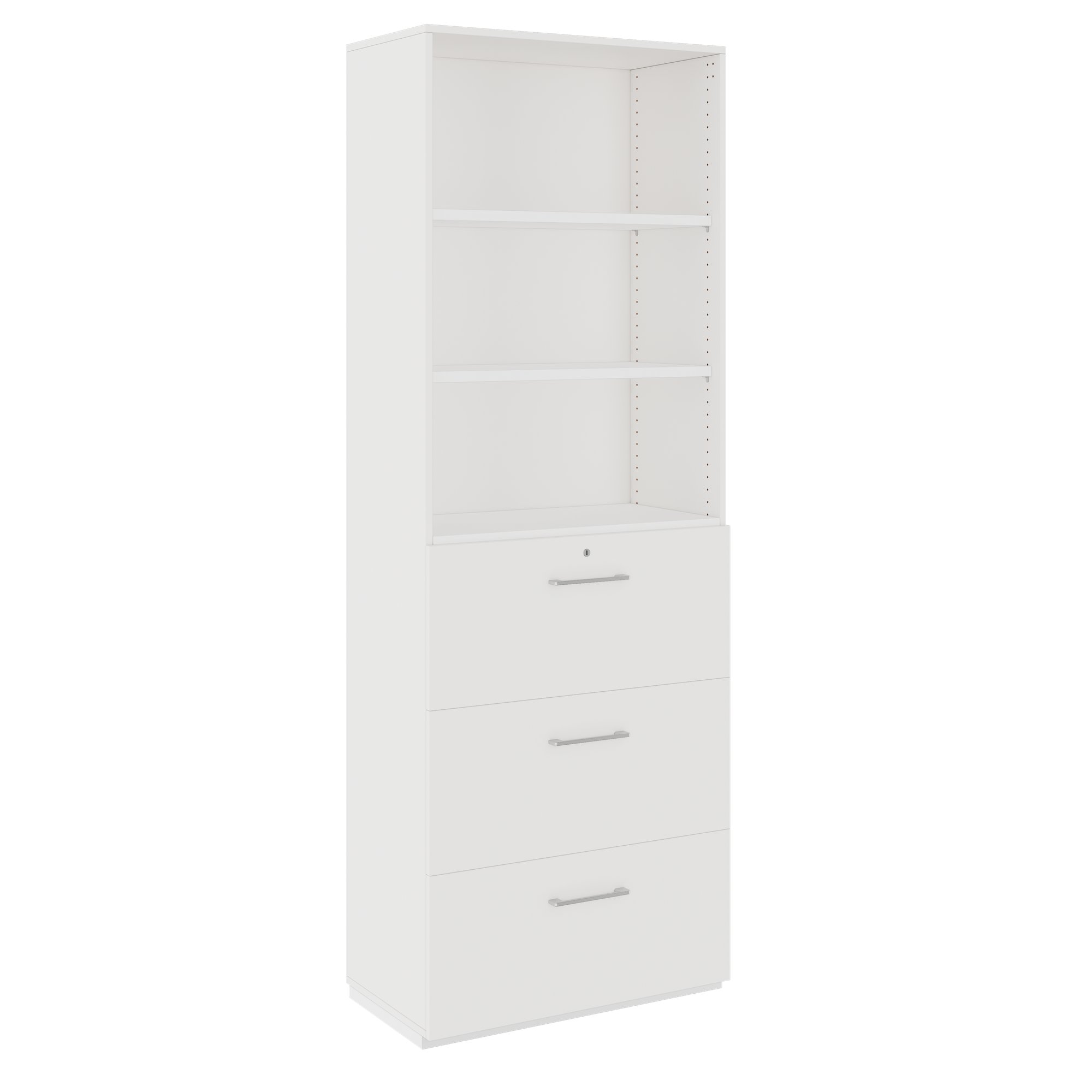 PRO Topping register cabinet | 6 Oh, 800 x 2250 mm, glued corpus, with shelf, white - 1 Main Image