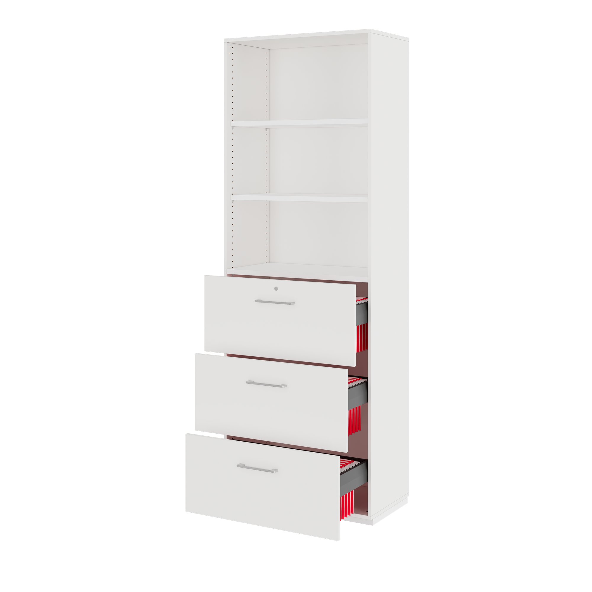 PRO Topping register cabinet | 6 Oh, 800 x 2250 mm, glued corpus, with shelf, white - 4 Main Image