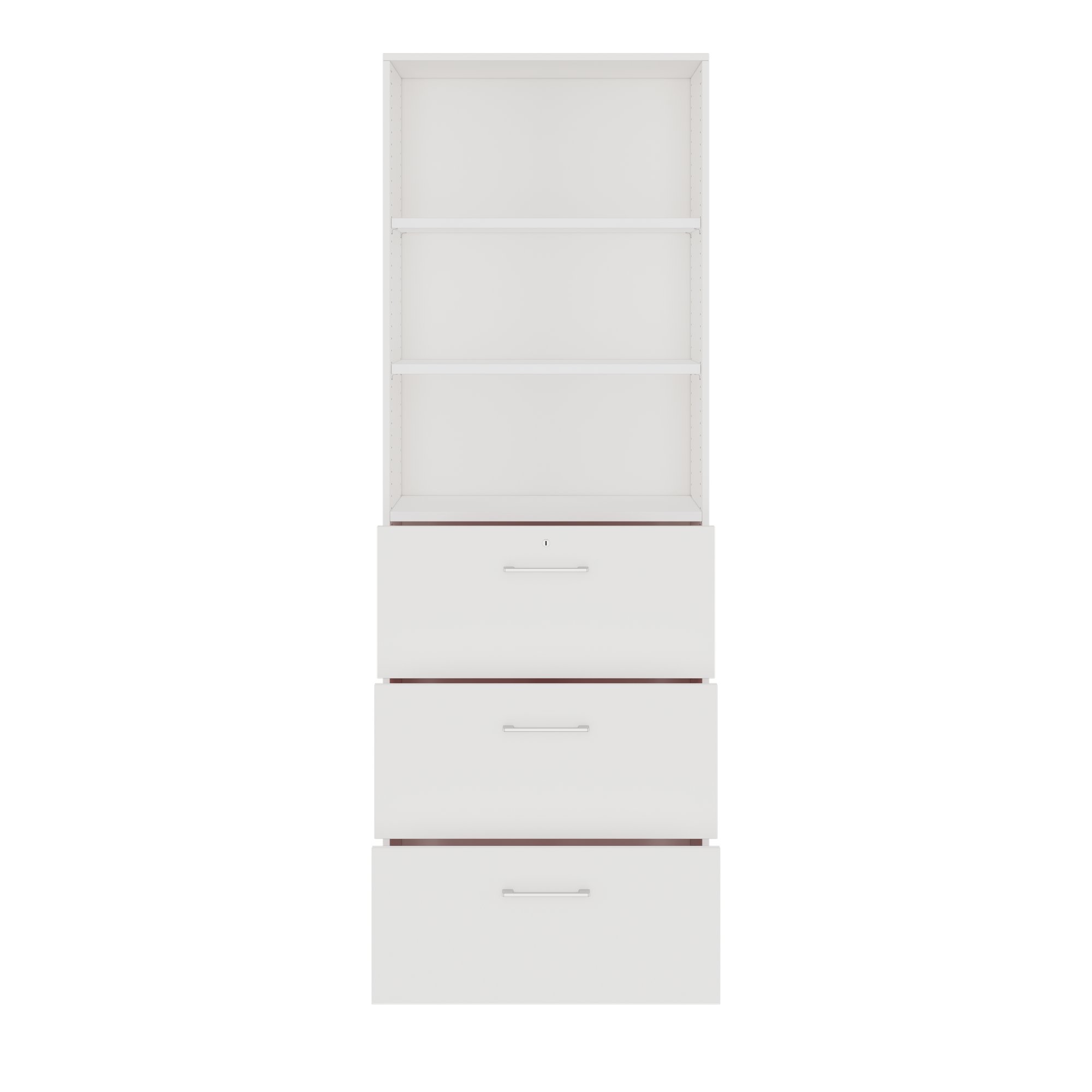PRO Topping register cabinet | 6 Oh, 800 x 2250 mm, glued corpus, with shelf, white - 3 Main Image