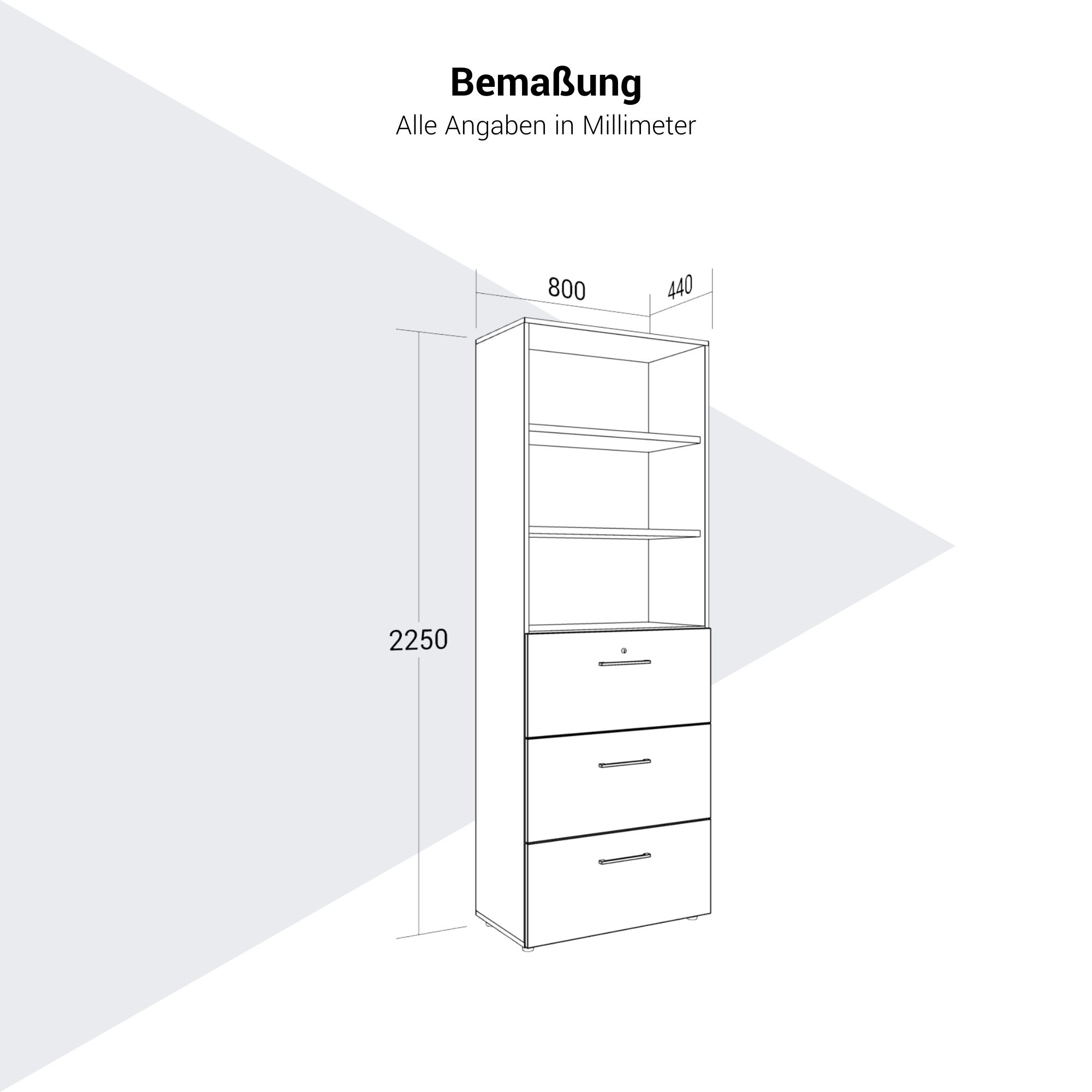 PRO Topping register cabinet | 6 Oh, 800 x 2250 mm, glued corpus, with shelf, gray - 12 Main Image