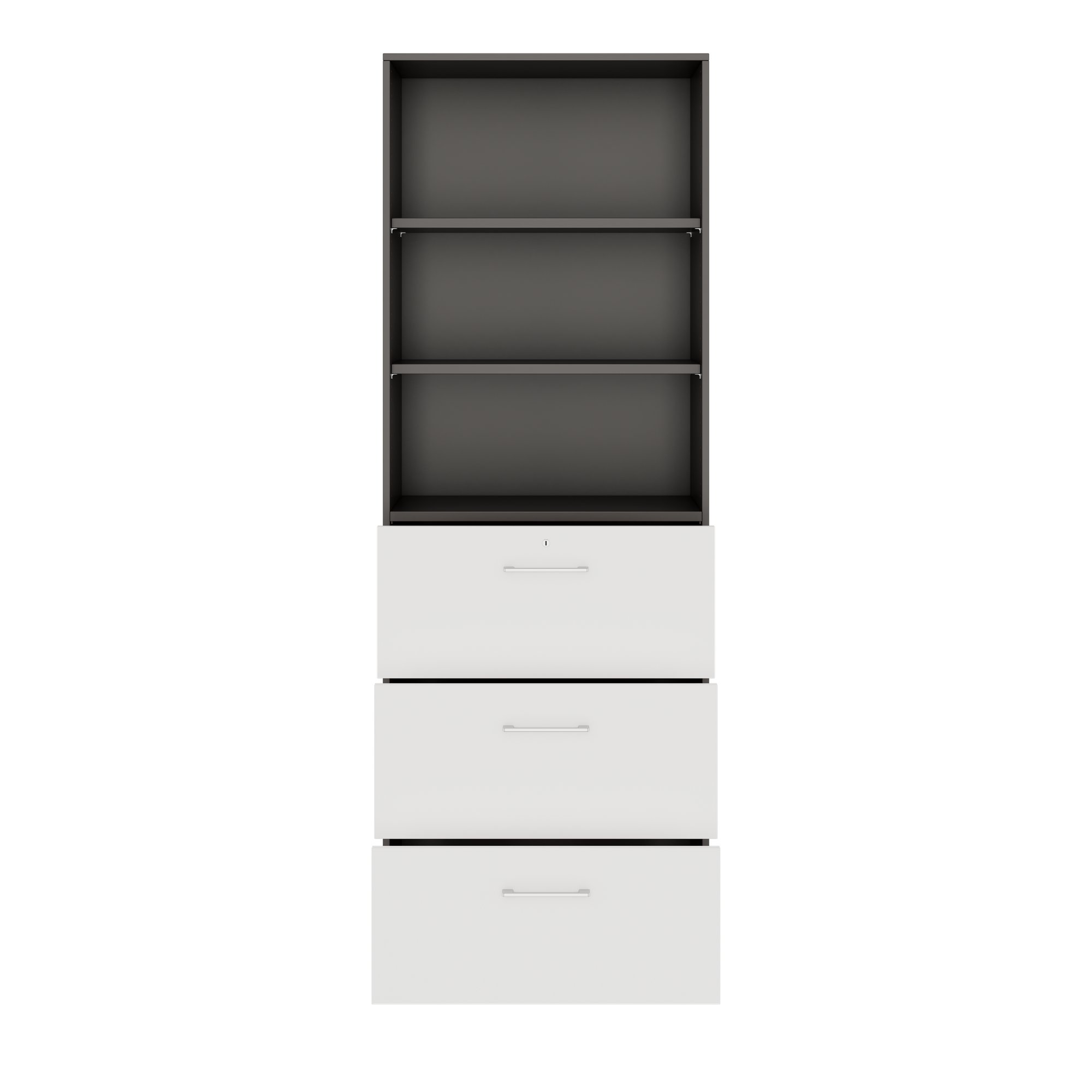 PRO Topping register cabinet | 6 Oh, 800 x 2250 mm, glued corpus, with shelf, graphite / white - 3 Main Image