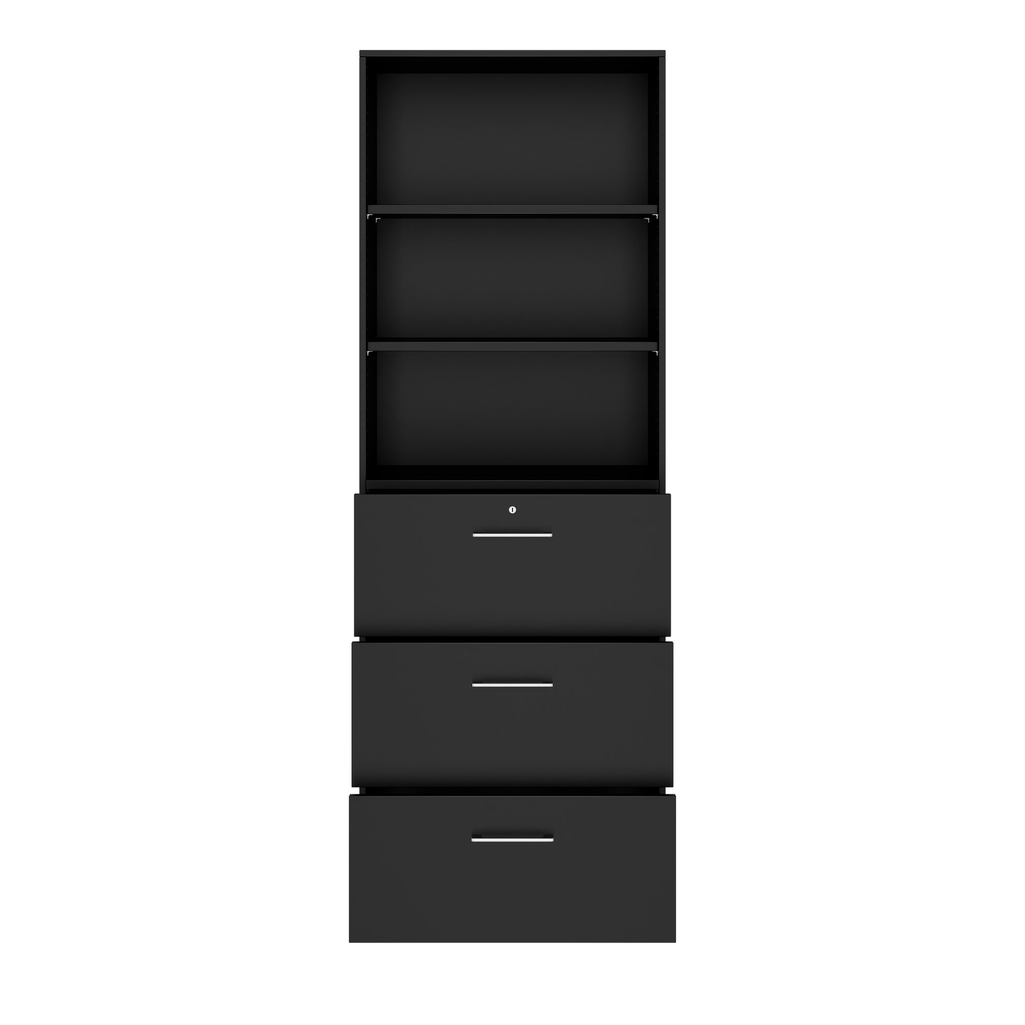 PRO Topping register cabinet | 6 Oh, 800 x 2250 mm, glued corpus, with shelf, black - 3 Main Image