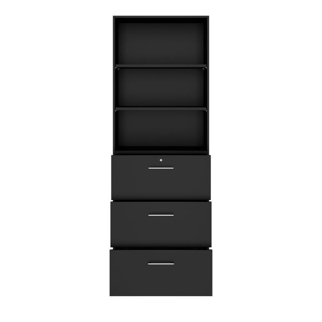 PRO Hängeregisterschrank | 6 OH, 800 x 2250 mm, verleimter Korpus, mit Regal, Schwarz PRO Hängeregisterschrank | 6 OH, 800 x 2250 mm, verleimter Korpus, mit Regal, Schwarz
