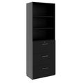 PRO Hängeregisterschrank | 6 OH, 800 x 2250 mm, verleimter Korpus, mit Regal, Schwarz PRO Hängeregisterschrank | 6 OH, 800 x 2250 mm, verleimter Korpus, mit Regal, Schwarz