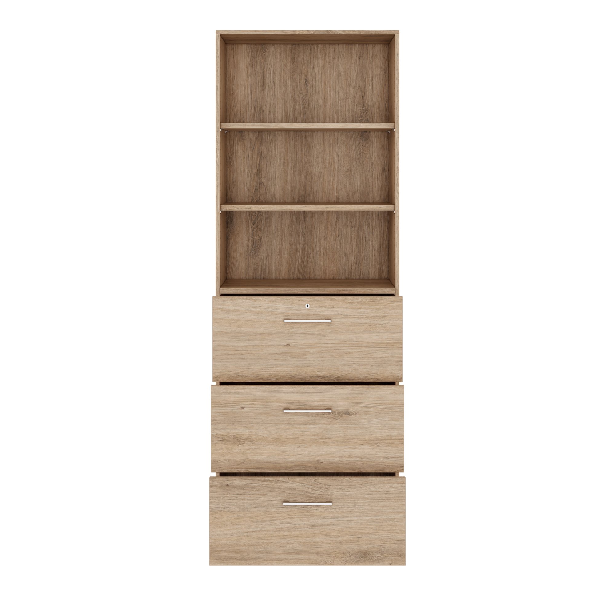 PRO Topping register cabinet | 6 Oh, 800 x 2250 mm, glued corpus, with shelf, natural area - 3 Main Image