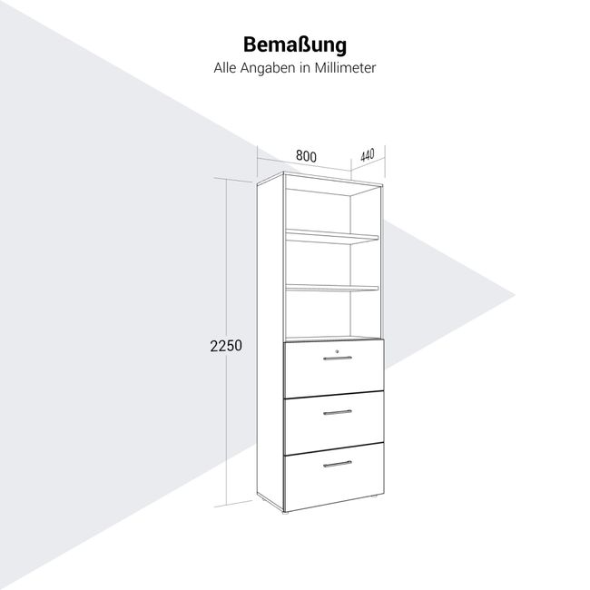 PRO Hängeregisterschrank | 6 OH, 800 x 2250 mm, verleimter Korpus, mit Regal, Natureiche PRO Hängeregisterschrank | 6 OH, 800 x 2250 mm, verleimter Korpus, mit Regal, Natureiche