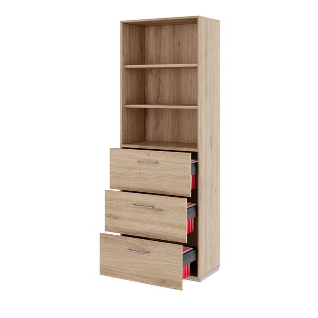 PRO Hängeregisterschrank | 6 OH, 800 x 2250 mm, verleimter Korpus, mit Regal, Natureiche PRO Hängeregisterschrank | 6 OH, 800 x 2250 mm, verleimter Korpus, mit Regal, Natureiche