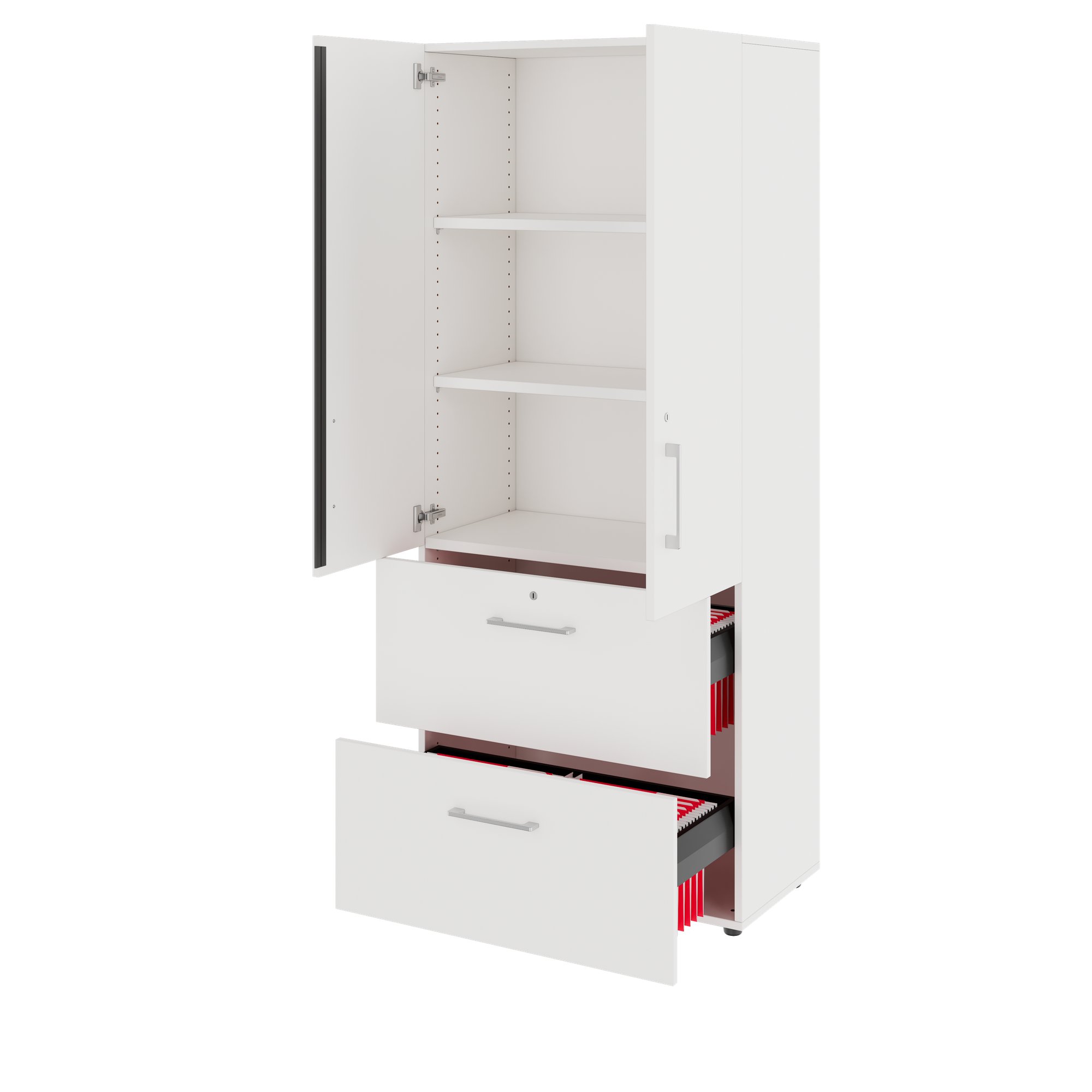 PRO Armoire de registre de garniture | 5 oh, 800 x 1880 mm, corpus collé, avec porte, blanc - 4 Main Image