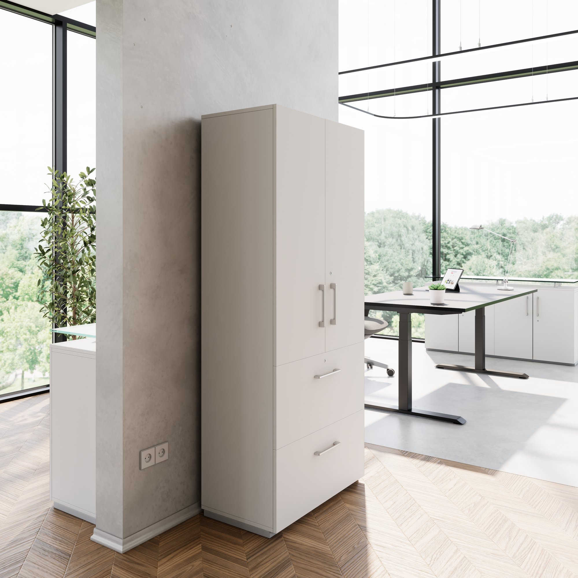 PRO Armoire de registre de garniture | 5 oh, 800 x 1880 mm, corpus collé, avec porte, gris - 13 Main Image