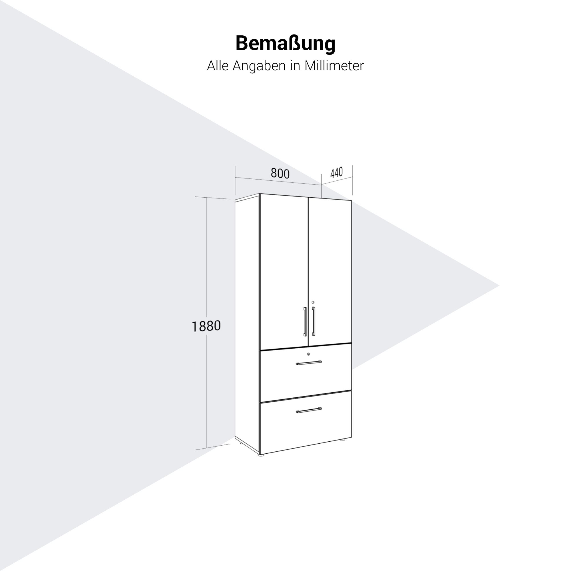 PRO Topping Register Gabinet | 5 OH, 800 x 1880 mm, corpus incollato, con porta, grafite / bianco - 13 Main Image