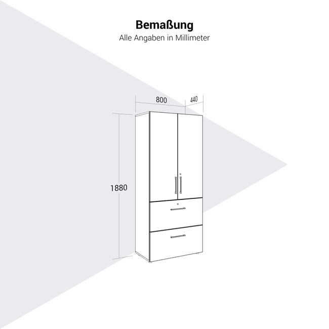 PRO Hängeregisterschrank | 5 OH, 800 x 1880 mm, verleimter Korpus, mit Tür, Graphit / Weiß PRO Hängeregisterschrank | 5 OH, 800 x 1880 mm, verleimter Korpus, mit Tür, Graphit / Weiß