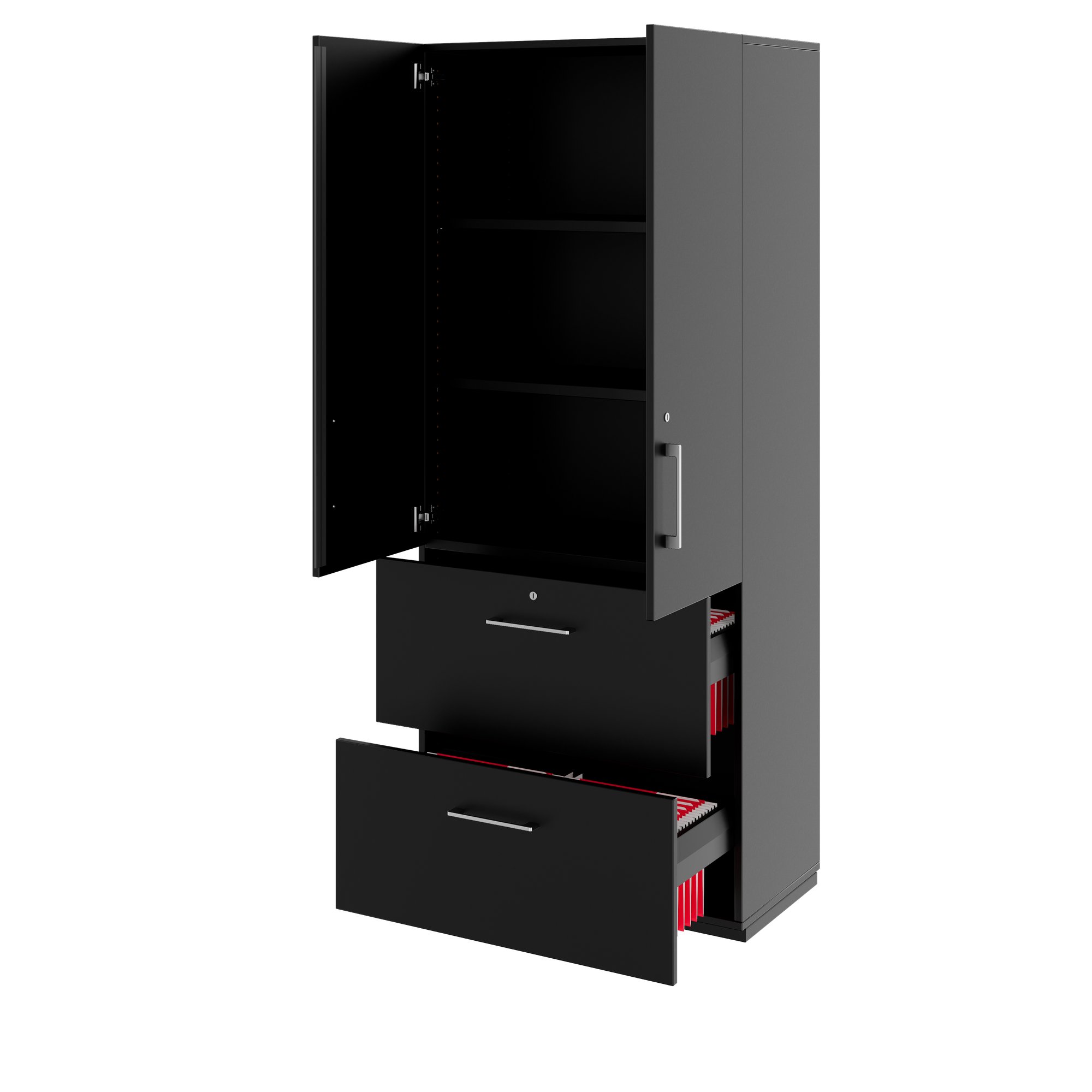 PRO Topping Register Gabinet | 5 OH, 800 x 1880 mm, corpus incollato, con porta, nero - 4 Main Image