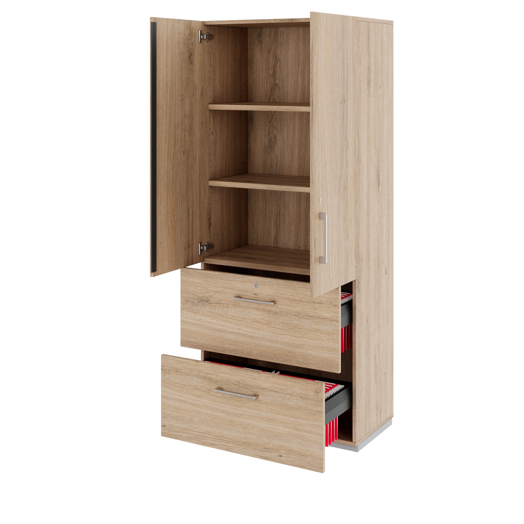 PRO Topping Register Gabinet | 5 OH, 800 x 1880 mm, corpus incollato, con porta, quercia naturale - 5 Main Image