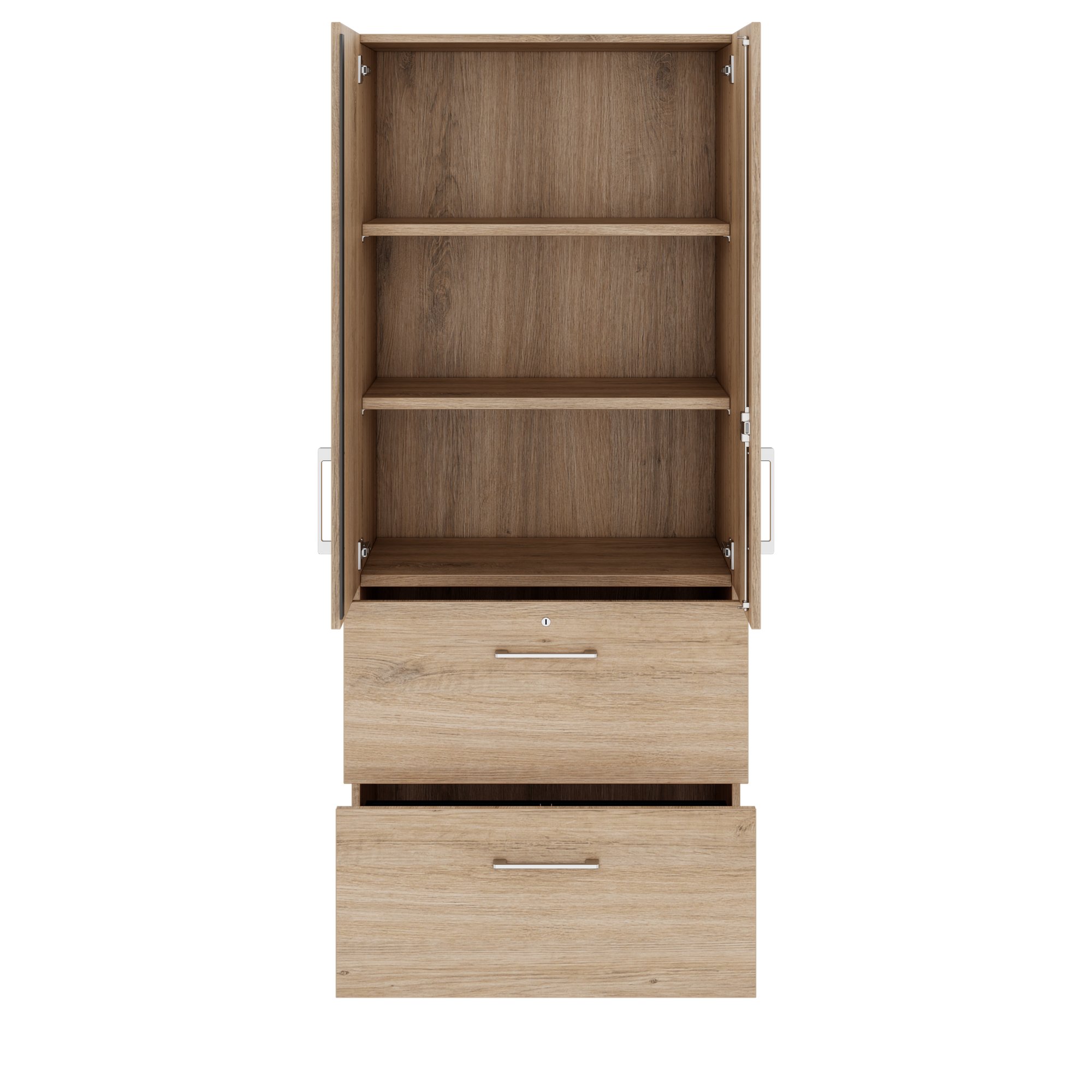 PRO Topping Register Gabinet | 5 OH, 800 x 1880 mm, corpus incollato, con porta, quercia naturale - 4 Main Image