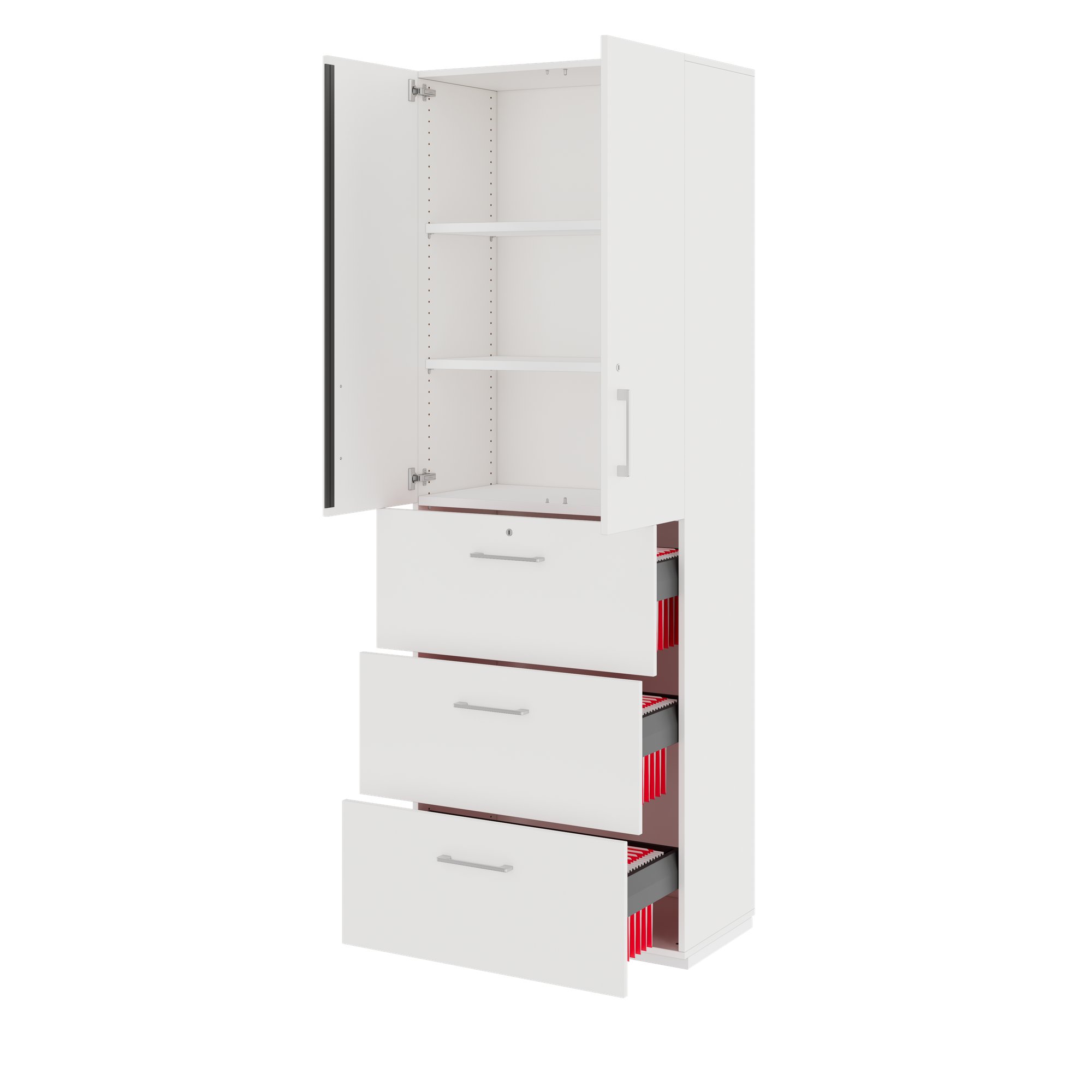 PRO Armoire de registre de garniture | 6 oh, 800 x 2250 mm, corpus collé, avec porte, blanc - 5 Main Image
