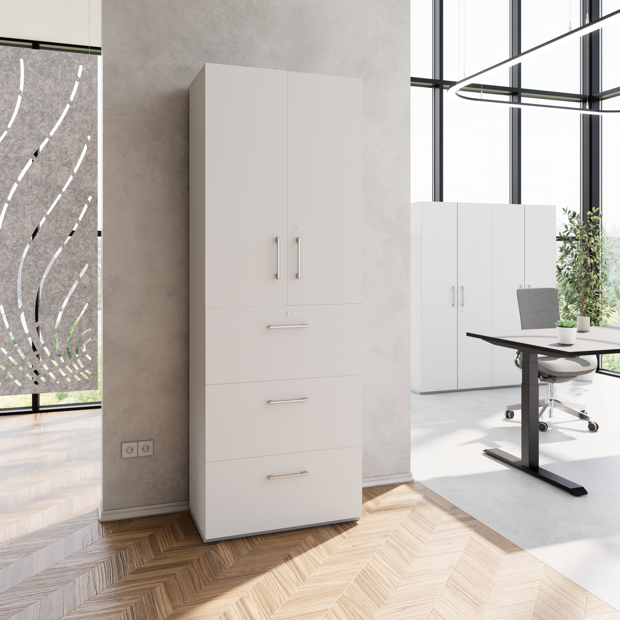 PRO Armoire de registre de garniture | 6 oh, 800 x 2250 mm, corpus collé, avec porte, gris - 13 Main Image