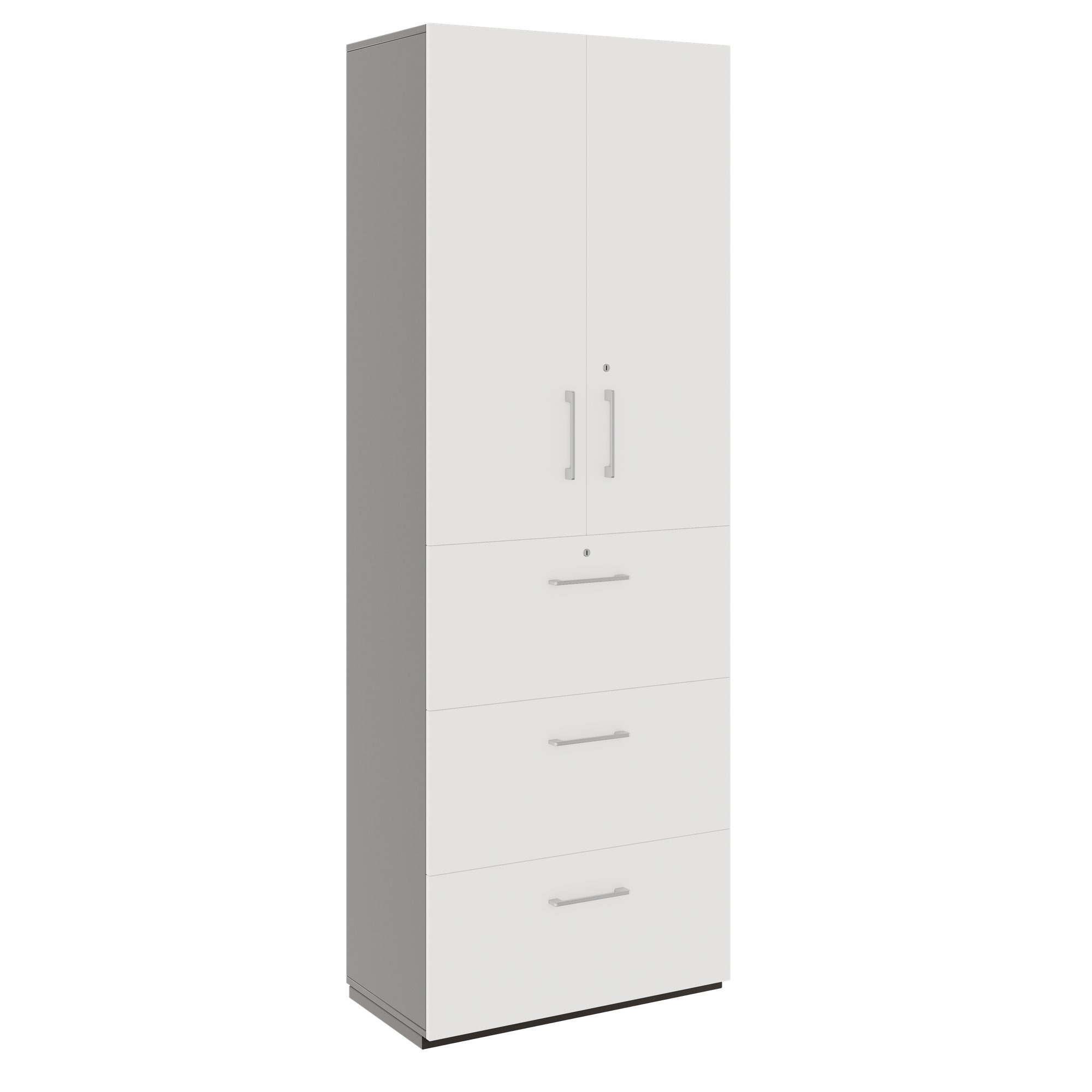 PRO Armoire de registre de garniture | 6 oh, 800 x 2250 mm, corpus collé, avec porte, graphite / blanc - 1 Main Image