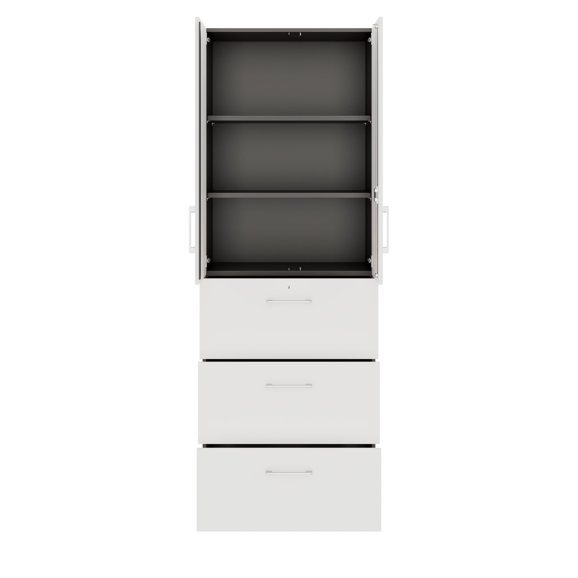 PRO Armoire de registre de garniture | 6 oh, 800 x 2250 mm, corpus collé, avec porte, graphite / blanc - 3 Main Image