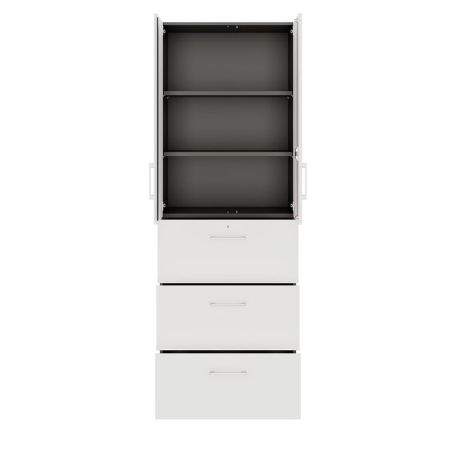 PRO Hängeregisterschrank | 6 OH, 800 x 2250 mm, verleimter Korpus, mit Tür, Graphit / Weiß