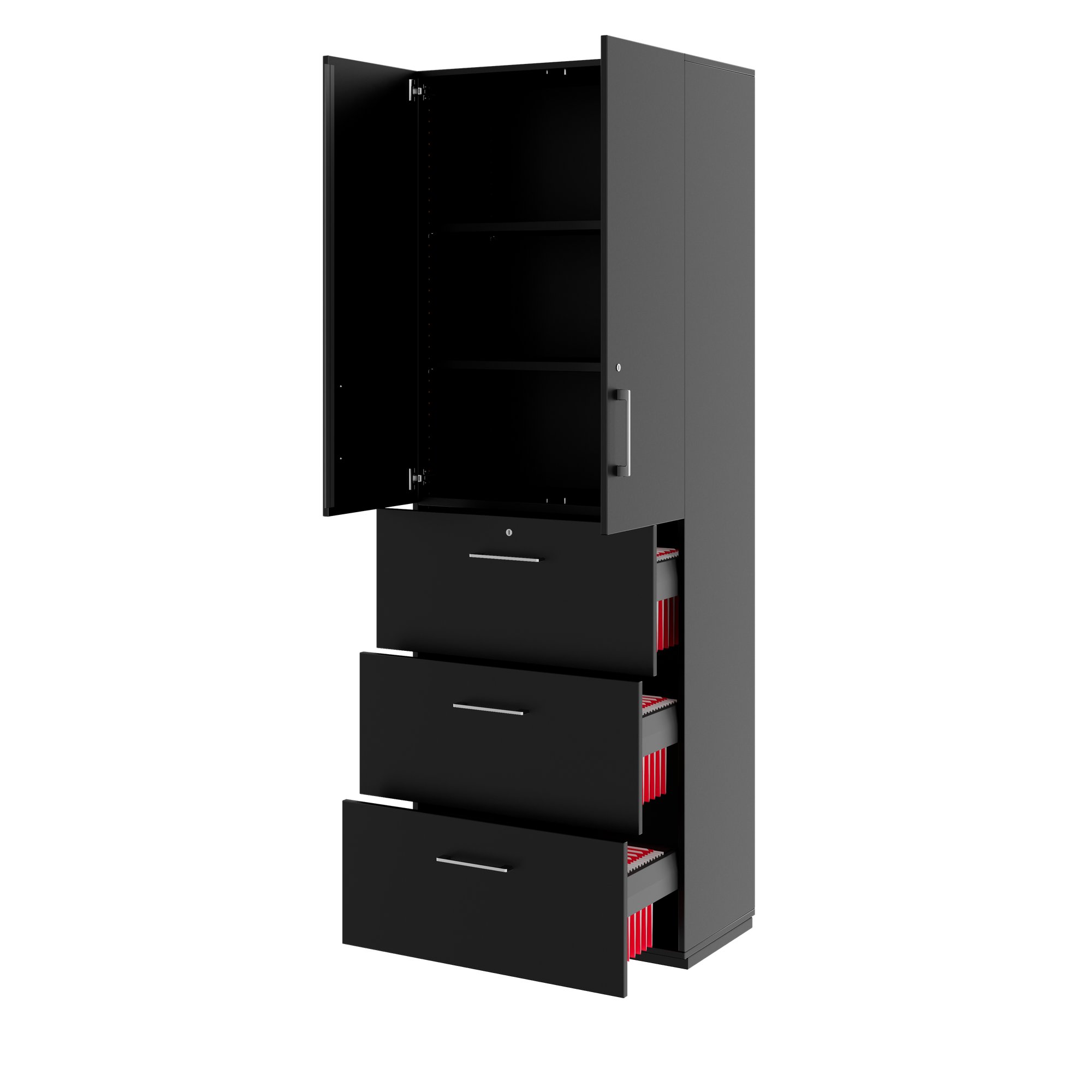 PRO Armoire de registre de garniture | 6 oh, 800 x 2250 mm, corpus collé, avec porte, noir - 4 Main Image