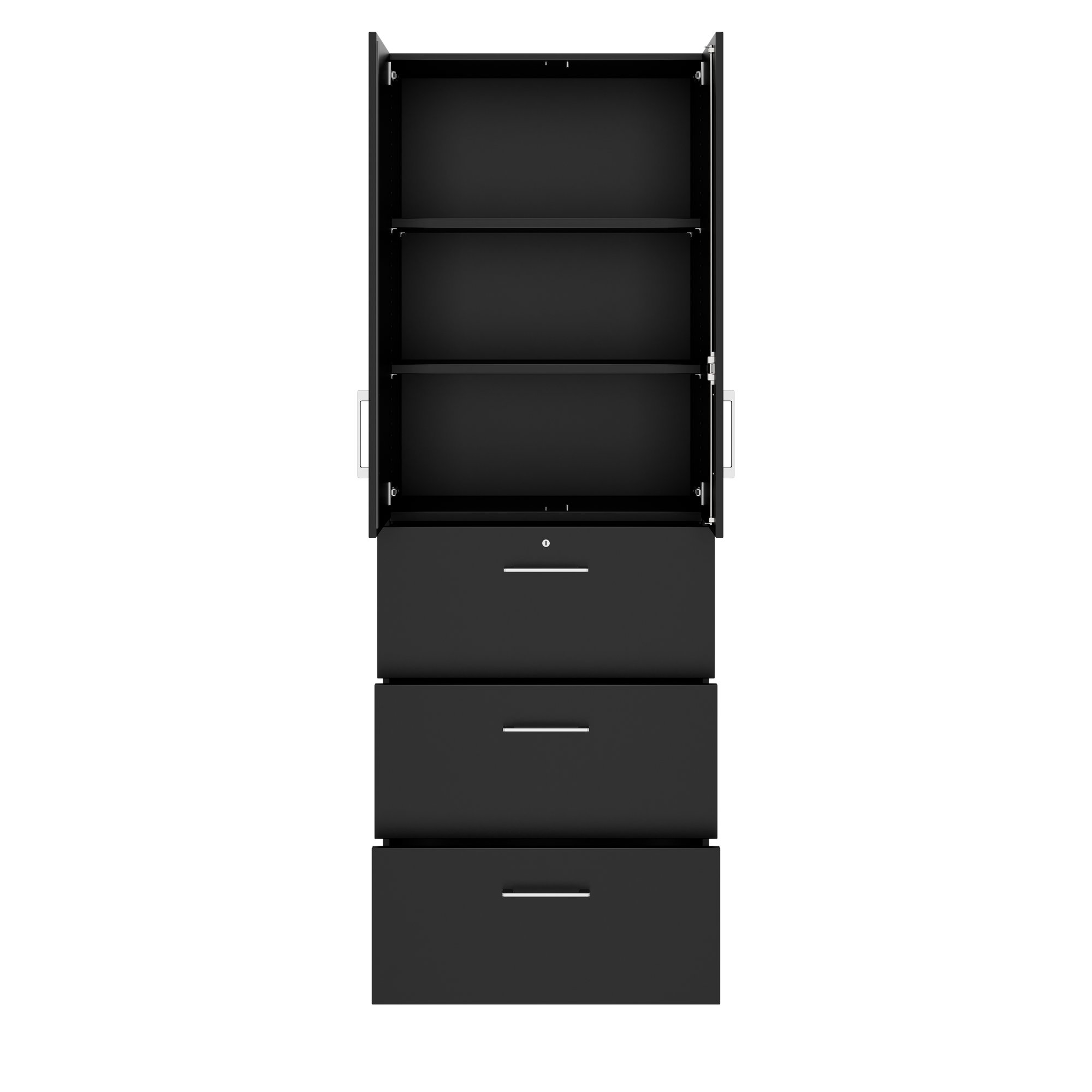 PRO Armoire de registre de garniture | 6 oh, 800 x 2250 mm, corpus collé, avec porte, noir - 3 Main Image