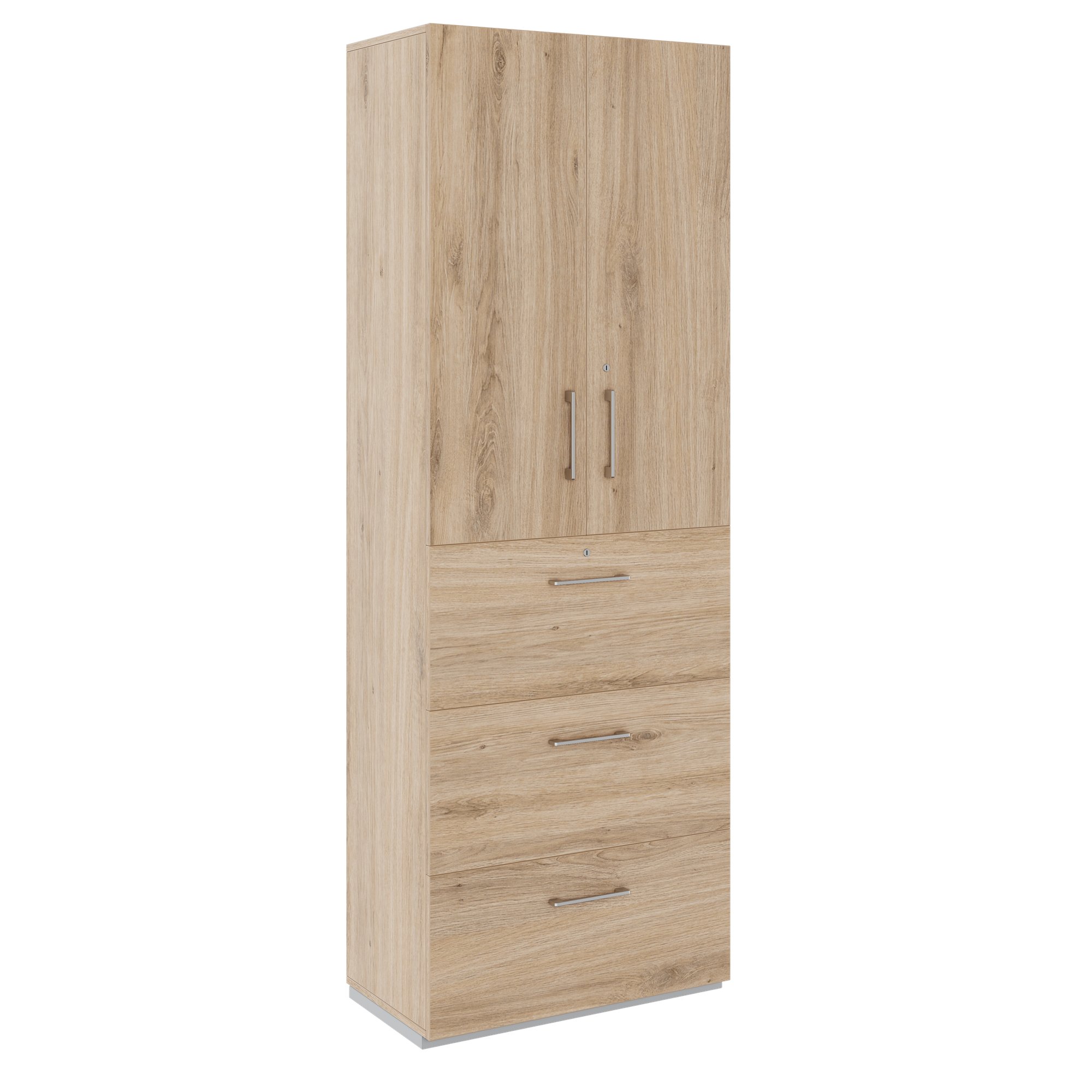 PRO Armoire de registre de garniture | 6 oh, 800 x 2250 mm, corpus collé, avec porte, chêne naturel - 1 Main Image