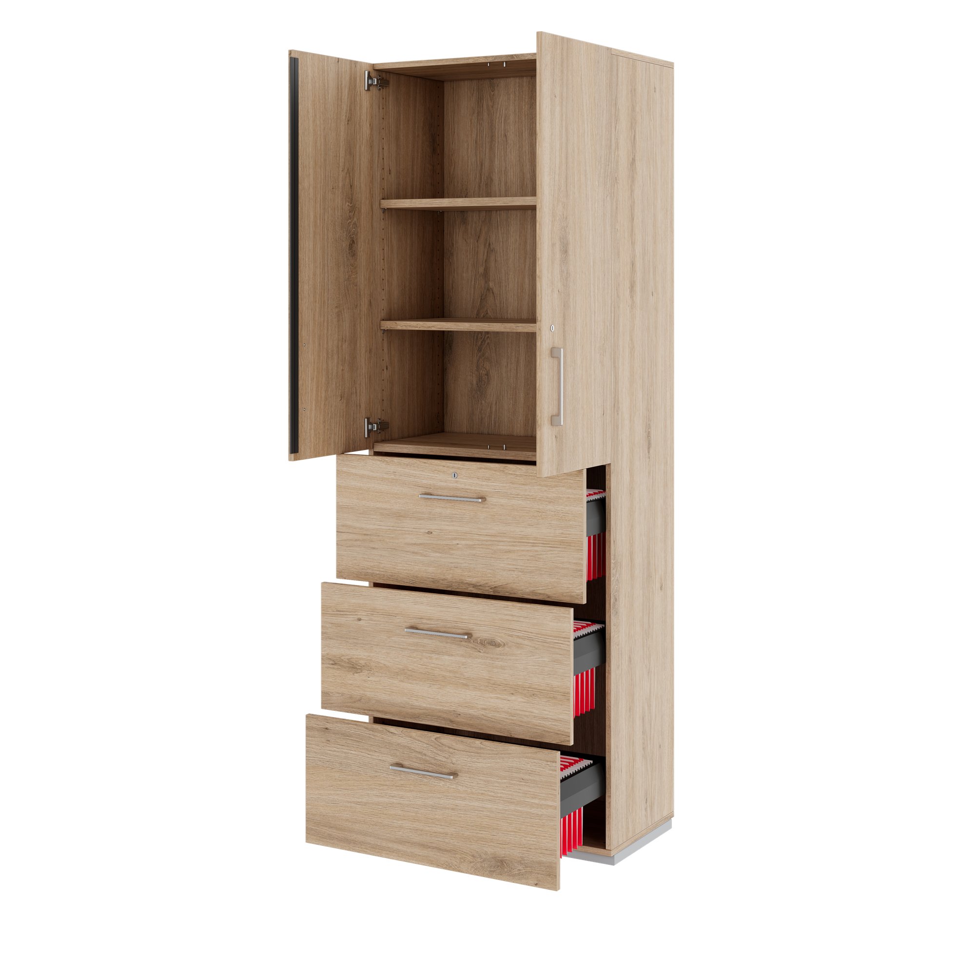 PRO Armoire de registre de garniture | 6 oh, 800 x 2250 mm, corpus collé, avec porte, chêne naturel - 4 Main Image