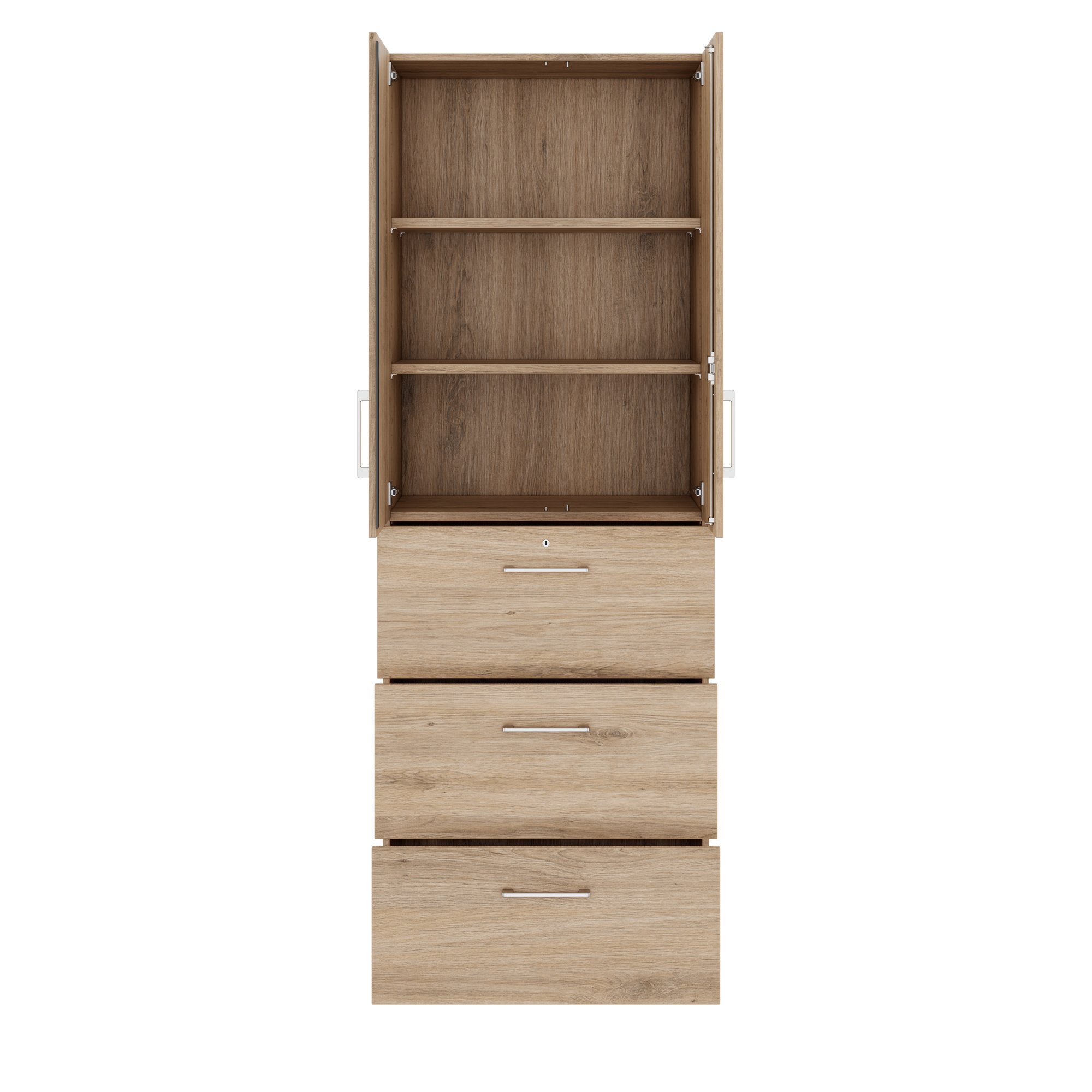 PRO Armoire de registre de garniture | 6 oh, 800 x 2250 mm, corpus collé, avec porte, chêne naturel - 3 Main Image