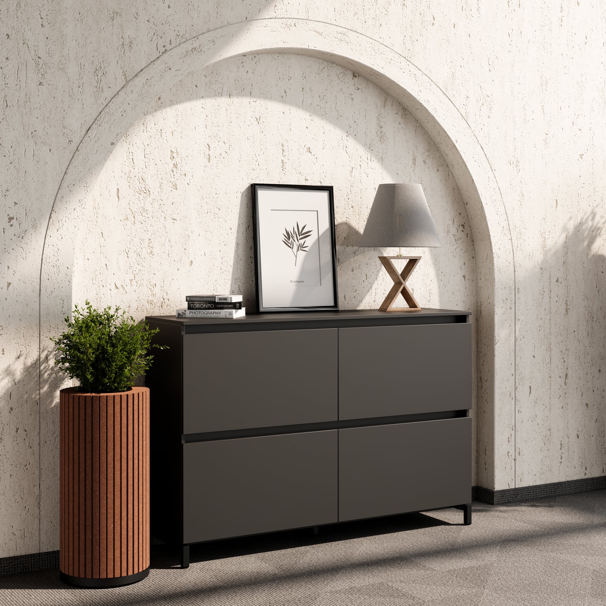 ART Highboard | 2 OH, 1600 x 1080 mm, grigio scuro - 2 Main Image