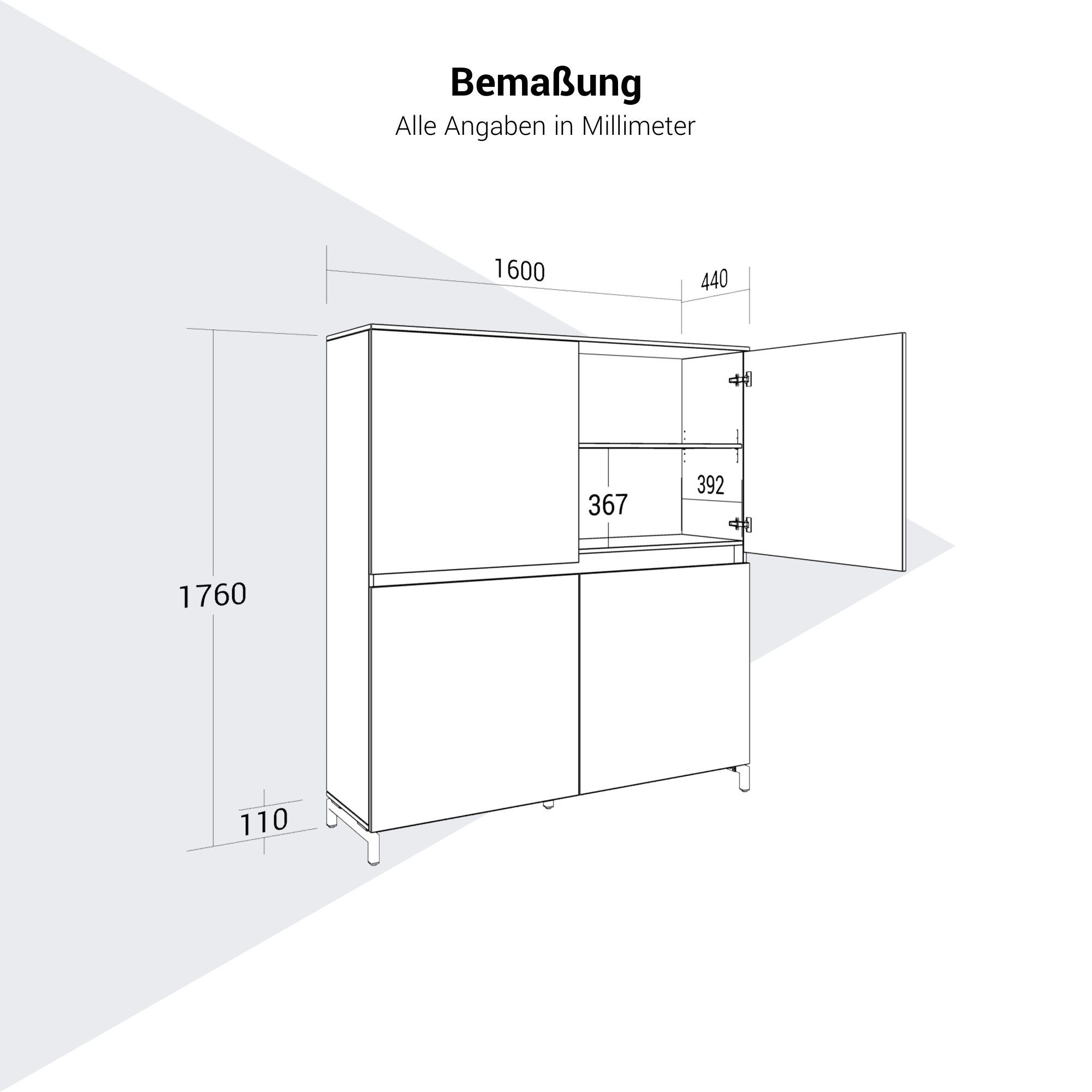 ART File cabinet | 4 Oh, 1600 x 1760 mm, dark gray - 11 Main Image