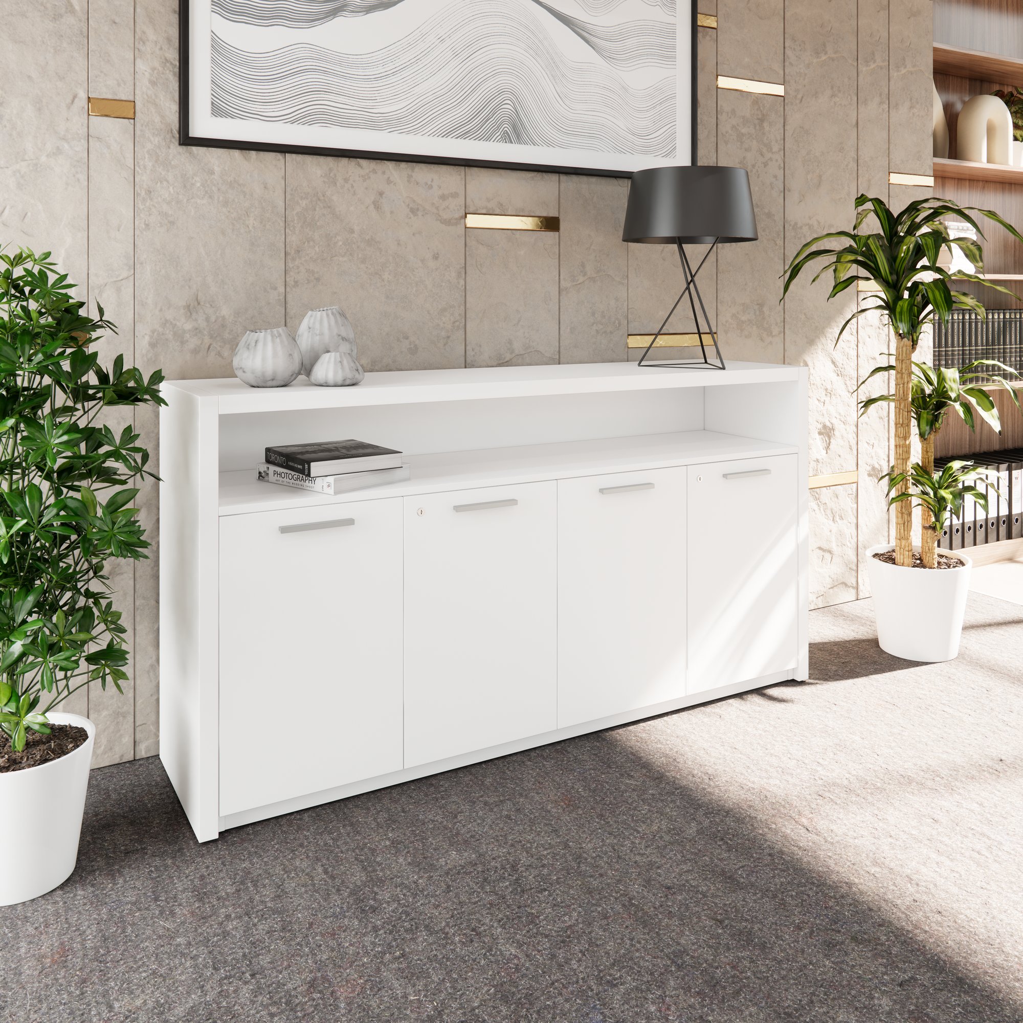 STRATEGO Sideboard | 1680 x 890 mm, Weiß - 2 Main Image