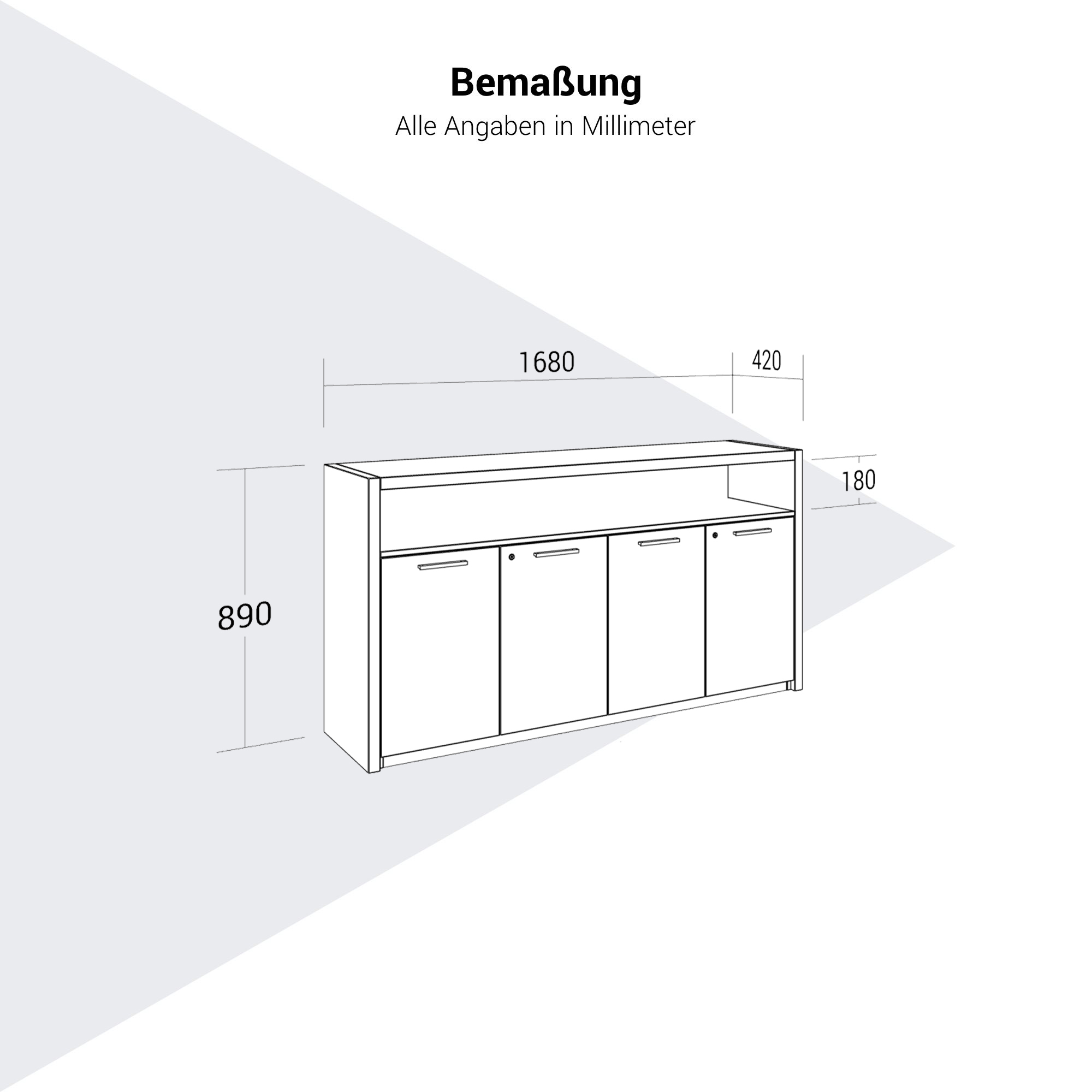 STRATEGO Sideboard | 1680 x 890 mm, Dunkle Eiche - 8 Main Image