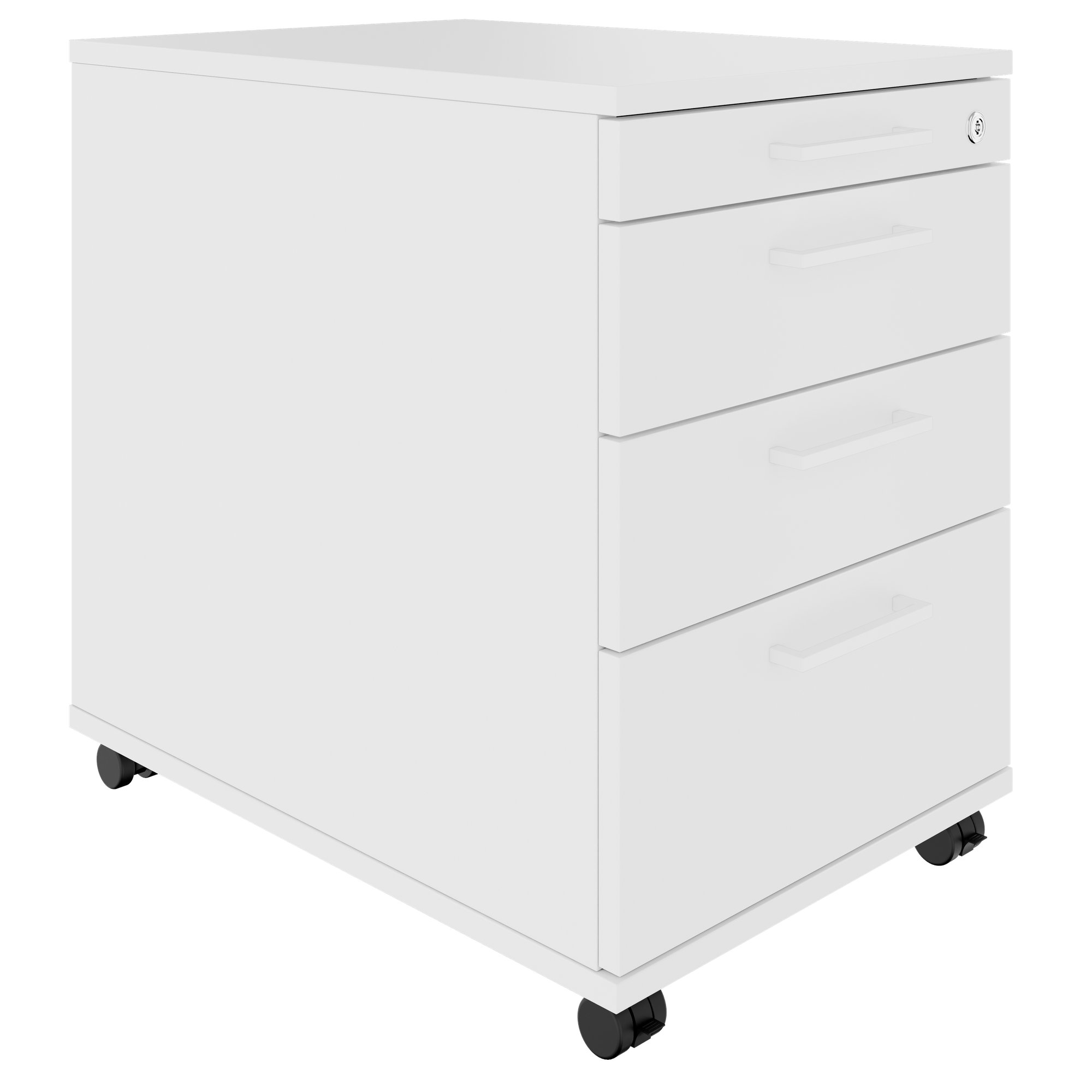 OPTIMA PRO Container rotolo | 3 cassetti di metallo + 1 Piccole parti, morbido vicino, bianco - 1 Main Image