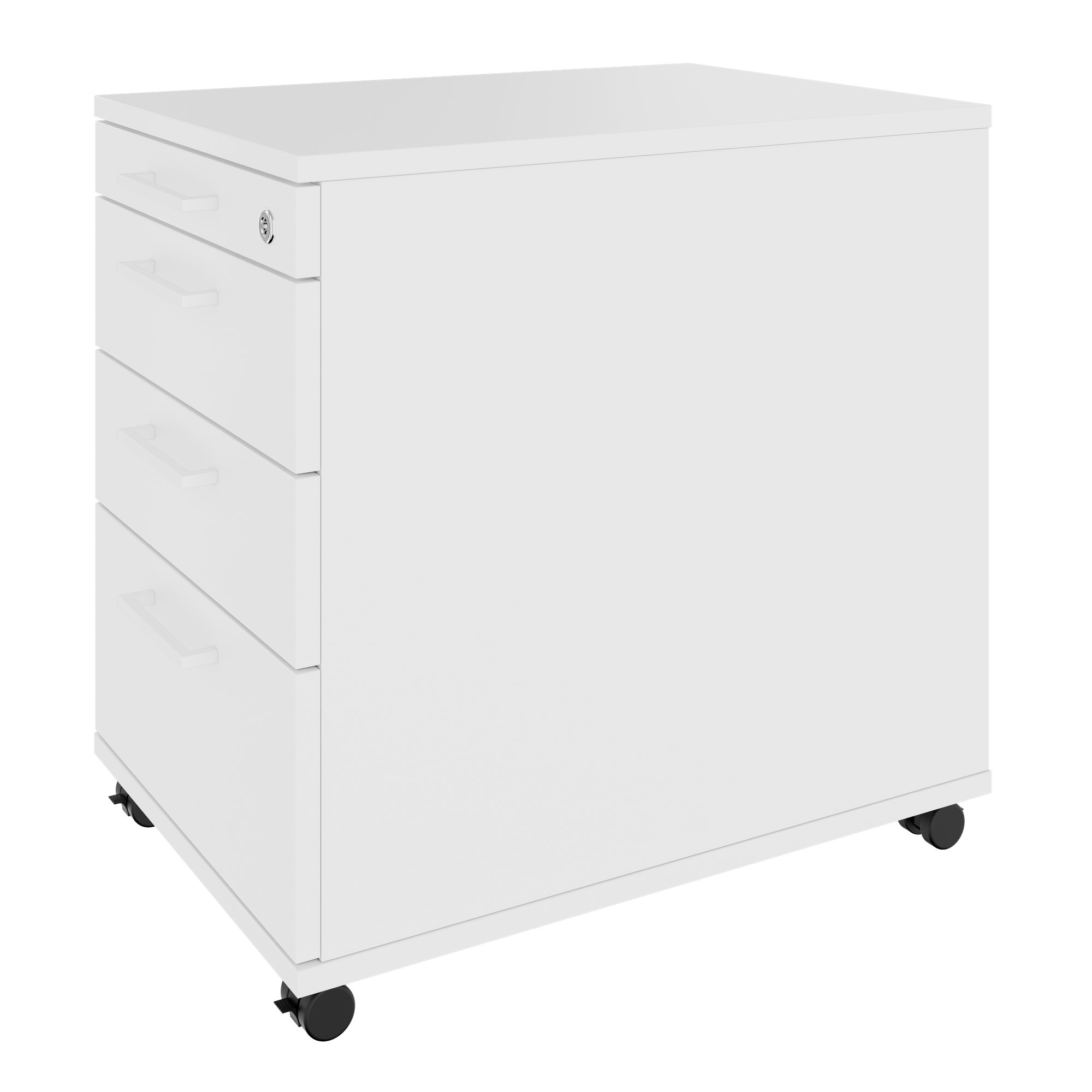 OPTIMA PRO Container rotolo | 3 cassetti di metallo + 1 Piccole parti, morbido vicino, bianco - 5 Main Image
