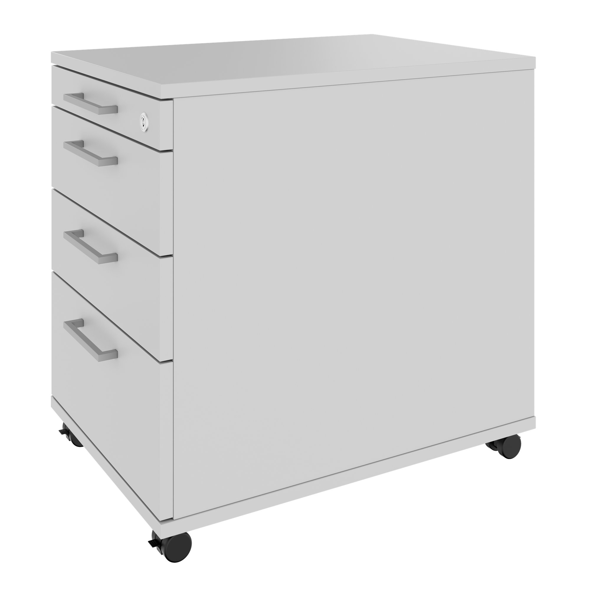 OPTIMA PRO Container rotolo | 3 cassetti di metallo + 1 Piccole parti, morbido vicino, grigio perla - 5 Main Image