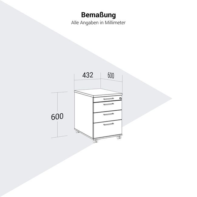 OPTIMA PRO Rollcontainer | 3 Metallschubladen + 1 Kleinteilefach, Soft Close, Perlgrau OPTIMA PRO Rollcontainer | 3 Metallschubladen + 1 Kleinteilefach, Soft Close, Perlgrau