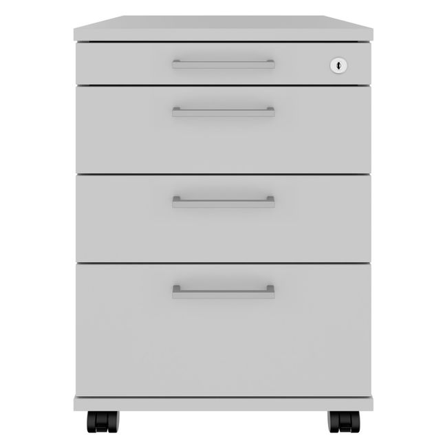 OPTIMA PRO Rollcontainer | 3 Metallschubladen + 1 Kleinteilefach, Soft Close, Perlgrau OPTIMA PRO Rollcontainer | 3 Metallschubladen + 1 Kleinteilefach, Soft Close, Perlgrau