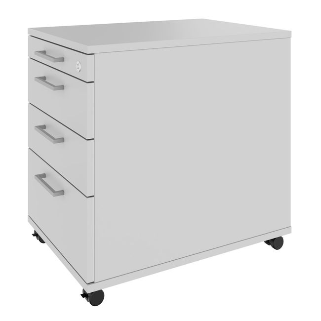 OPTIMA PRO Rollcontainer | 3 Metallschubladen + 1 Kleinteilefach, Soft Close, Perlgrau OPTIMA PRO Rollcontainer | 3 Metallschubladen + 1 Kleinteilefach, Soft Close, Perlgrau