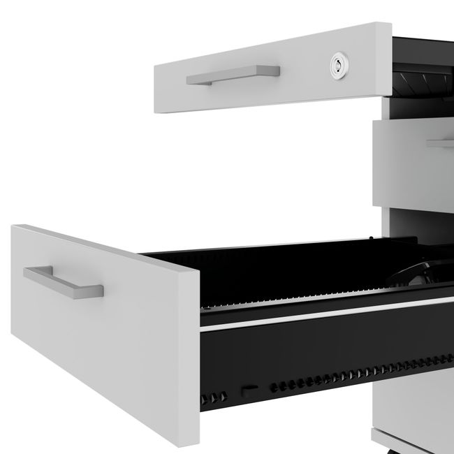 OPTIMA PRO Rollcontainer | 3 Metallschubladen + 1 Kleinteilefach, Soft Close, Perlgrau OPTIMA PRO Rollcontainer | 3 Metallschubladen + 1 Kleinteilefach, Soft Close, Perlgrau