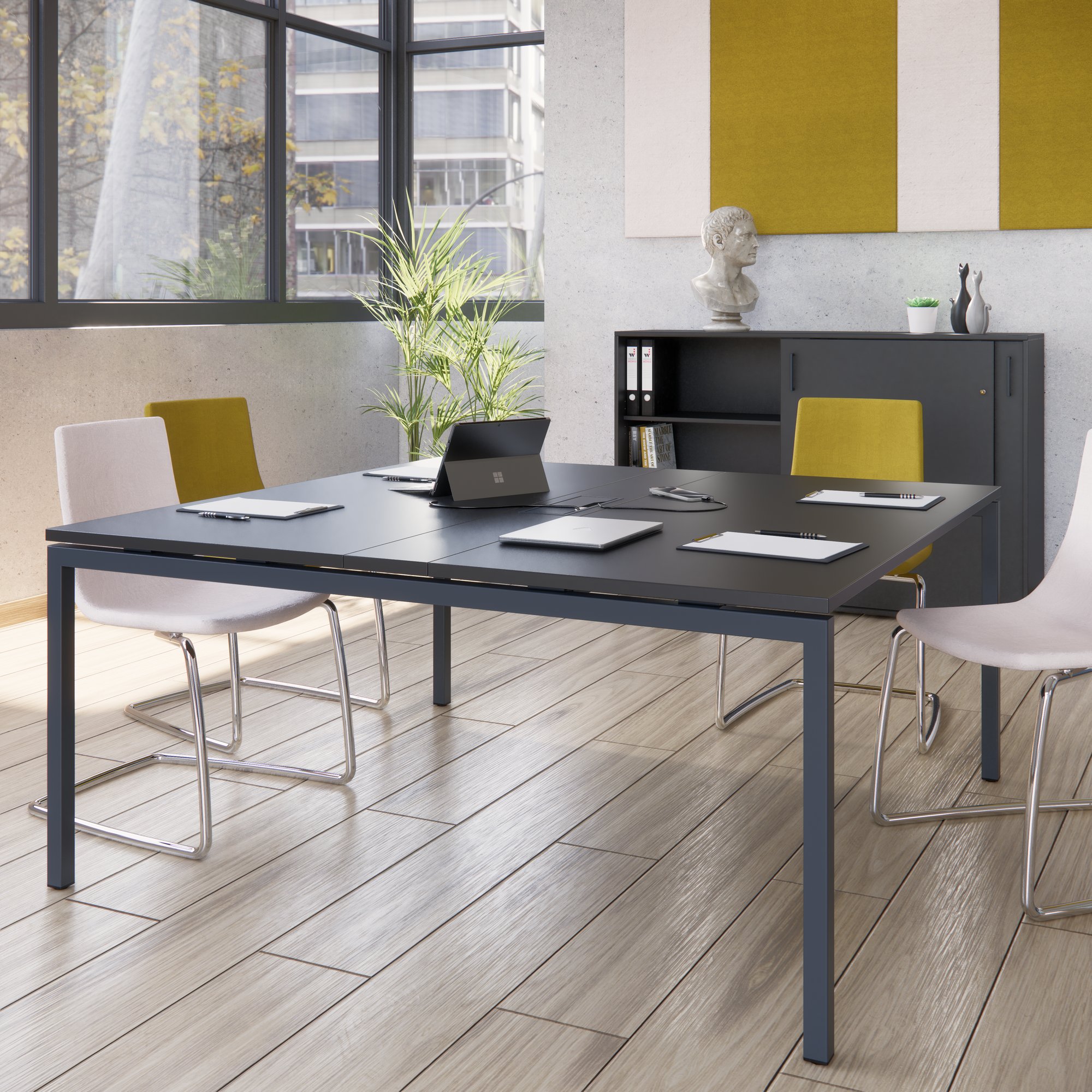 NOVA Konferenztisch | 1600 x 1640 mm (6 - 8 Personen), elektrifiziert, Anthrazit - 12 Main Image