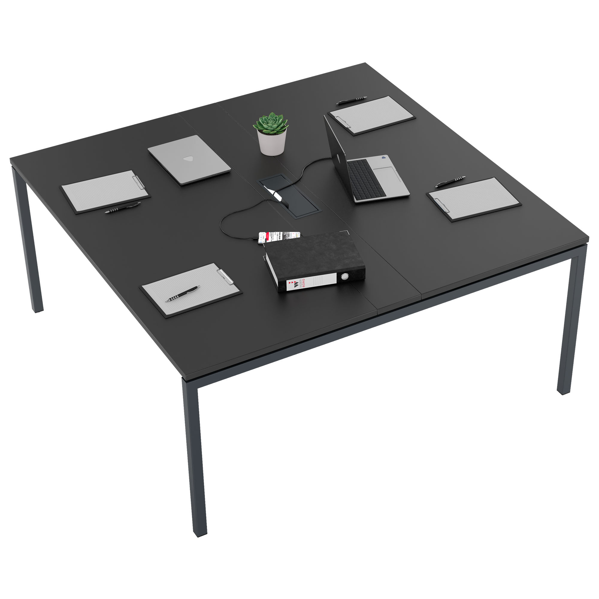 NOVA Konferenztisch | 1600 x 1640 mm (6 - 8 Personen), elektrifiziert, Anthrazit - 4 Main Image