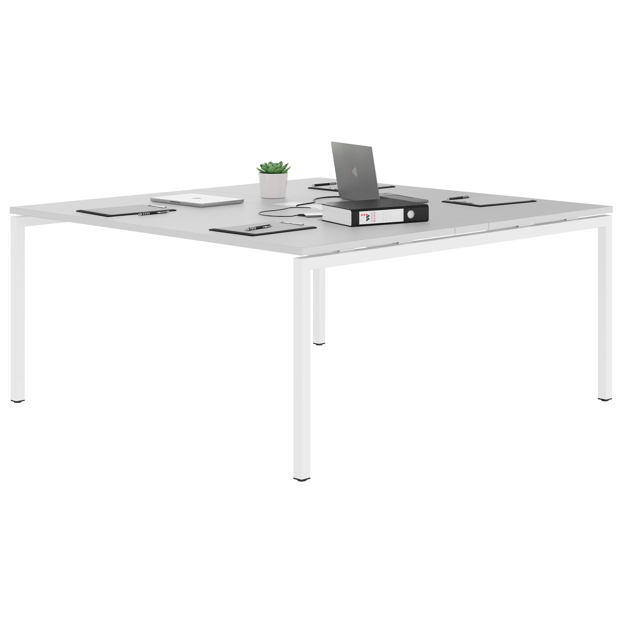 NOVA Konferenztisch | 1600 x 1640 mm (6 - 8 Personen), elektrifiziert, Perlgrau - 3 Main Image