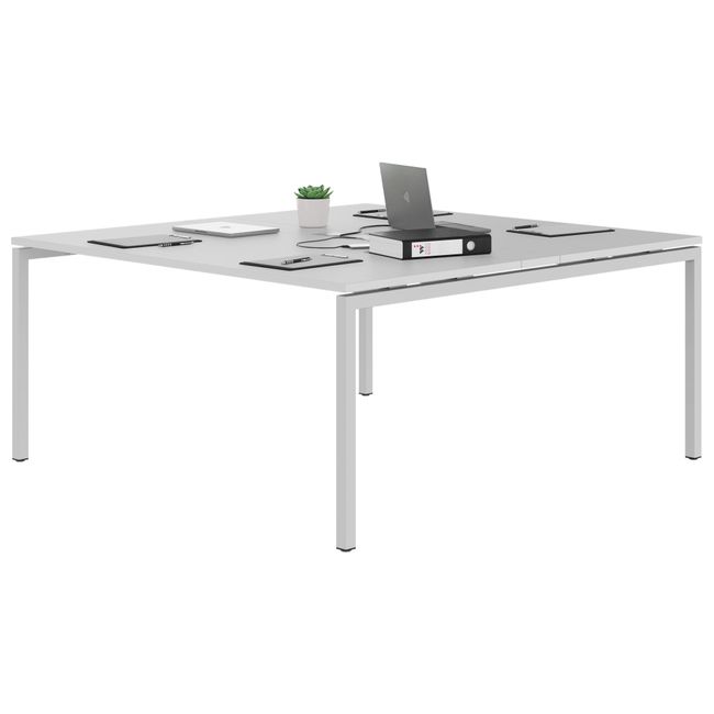NOVA Konferenztisch | 1600 x 1640 mm (6 - 8 Personen), elektrifiziert, Perlgrau