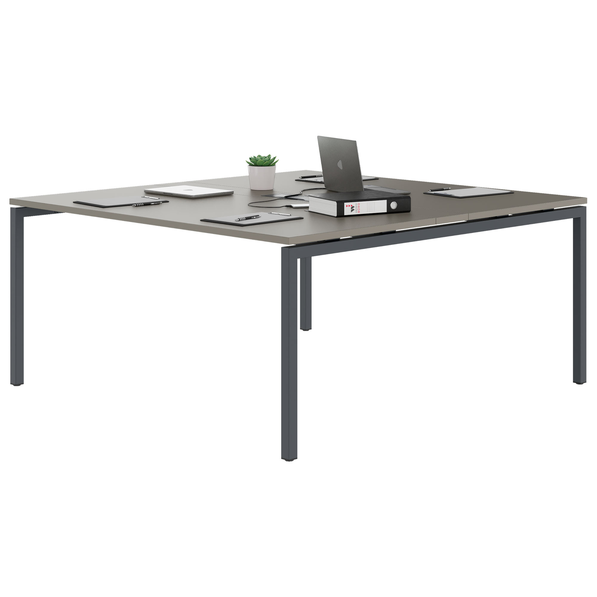 NOVA Konferenztisch | 1600 x 1640 mm (6 - 8 Personen), elektrifiziert, Cubanitgrau - 3 Main Image