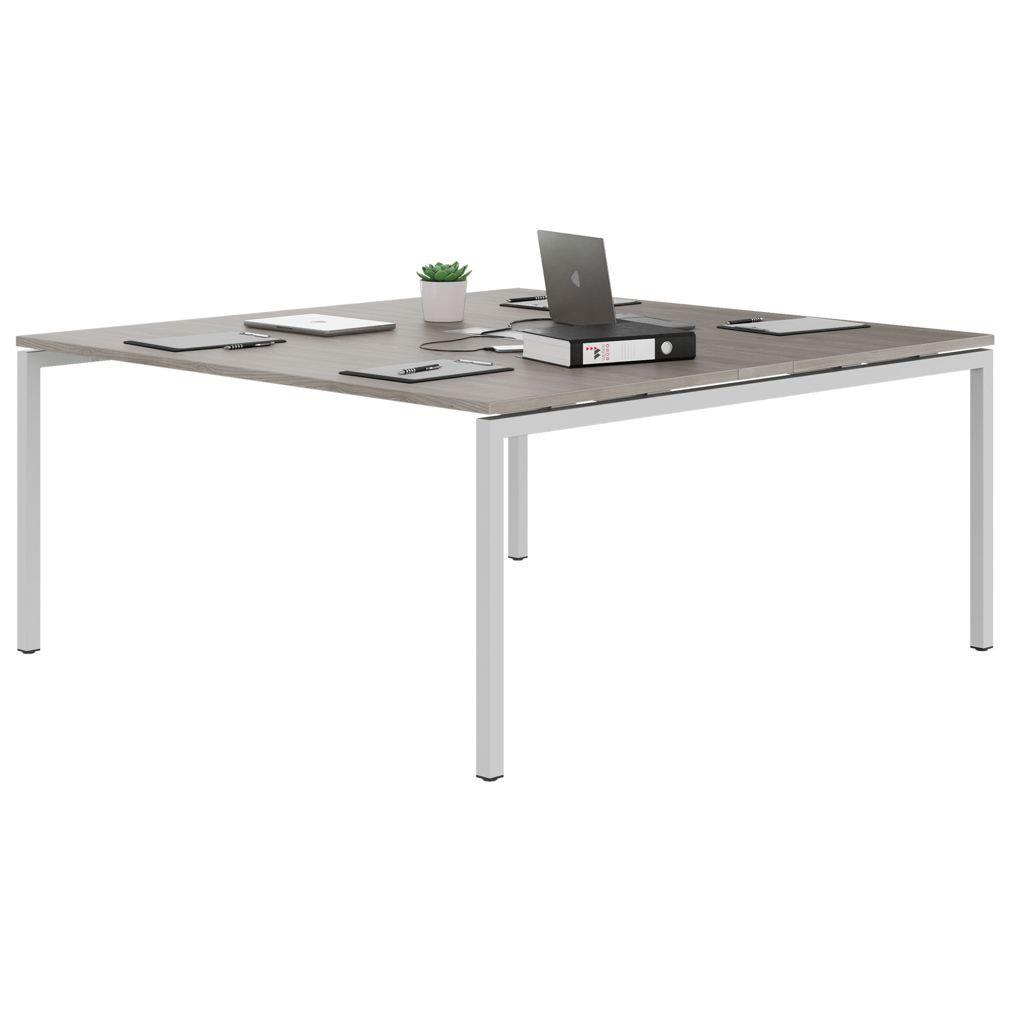 NOVA Konferenztisch | 1600 x 1640 mm (6 - 8 Personen), elektrifiziert, Nordeiche grau - 3 Main Image