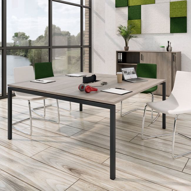 NOVA Konferenztisch | 1600 x 1640 mm (6 - 8 Personen), elektrifiziert, Nordeiche grau