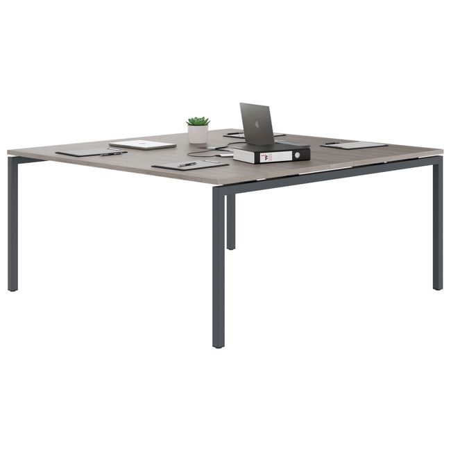 NOVA Konferenztisch | 1600 x 1640 mm (6 - 8 Personen), elektrifiziert, Nordeiche grau