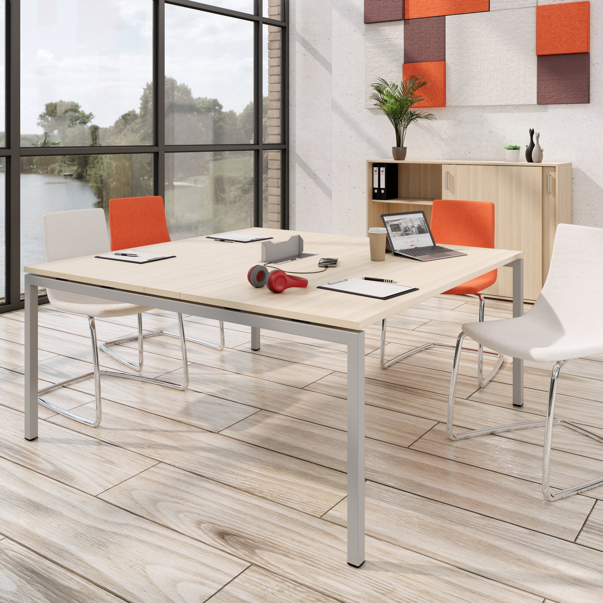 NOVA Konferenztisch | 1600 x 1640 mm (6 - 8 Personen), elektrifiziert, Sandesche - 12 Main Image